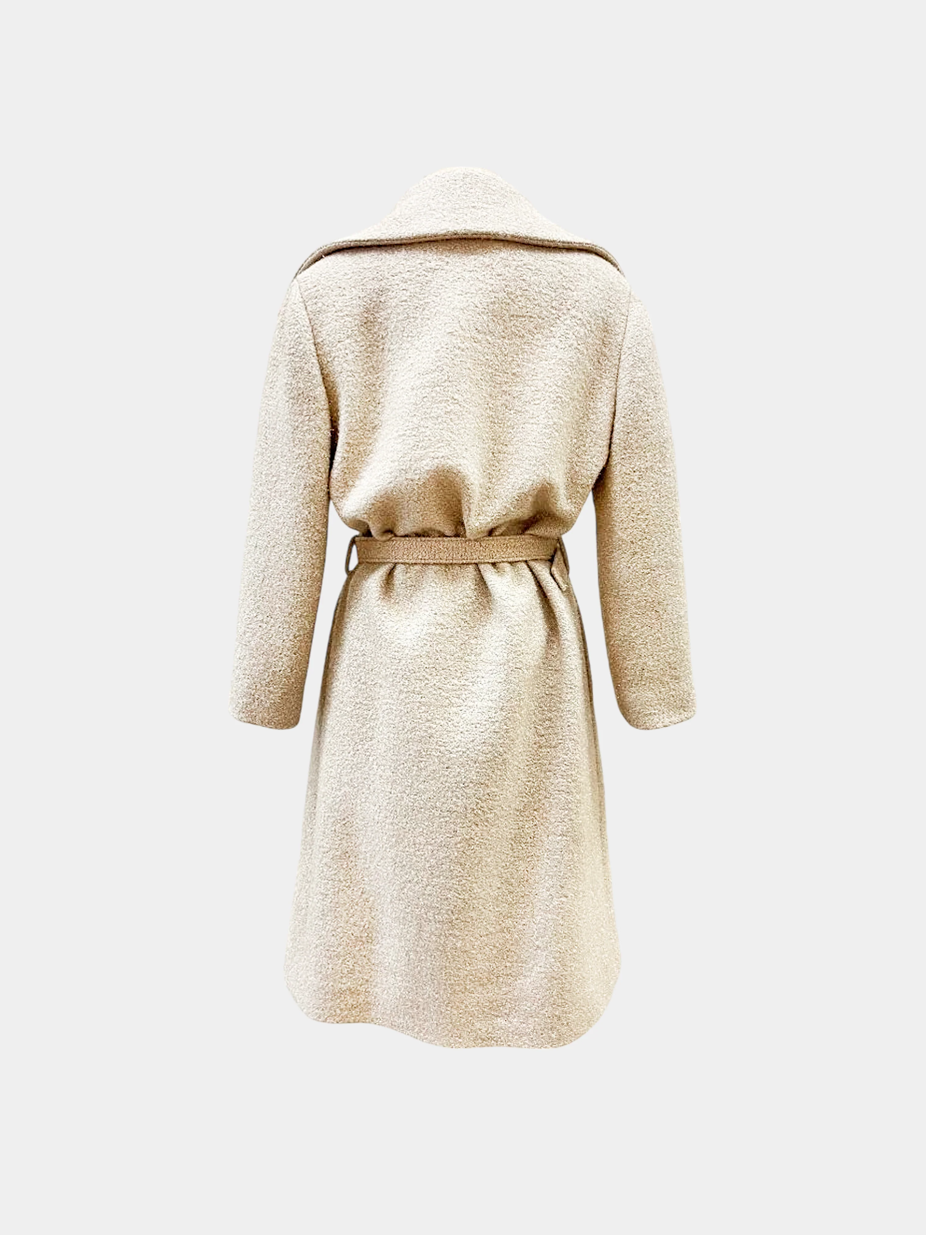 Chanel 2020s Beige Tinsel Wool Belted Coat - Image 3