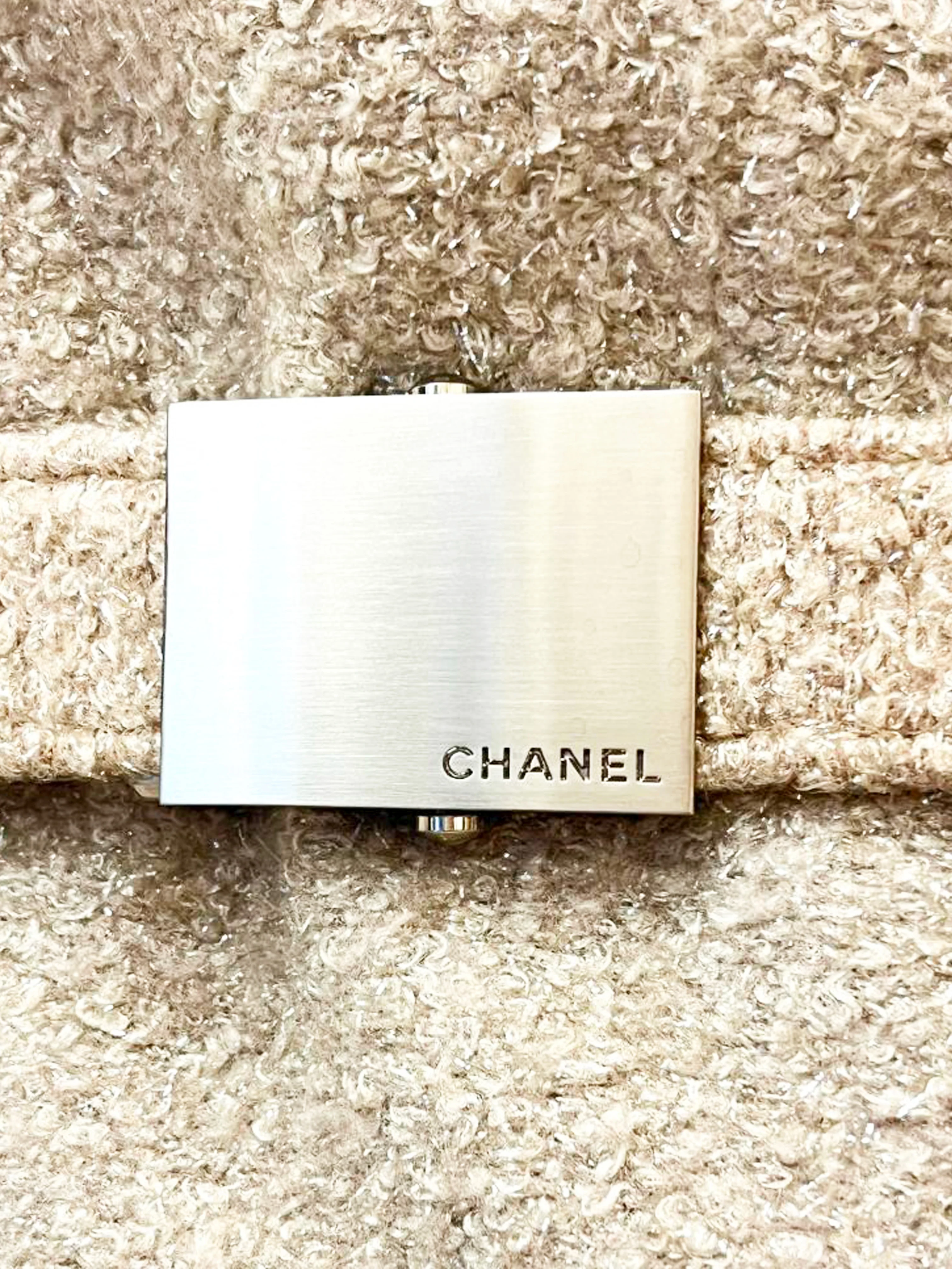 Chanel 2020s Beige Tinsel Wool Belted Coat - Image 4