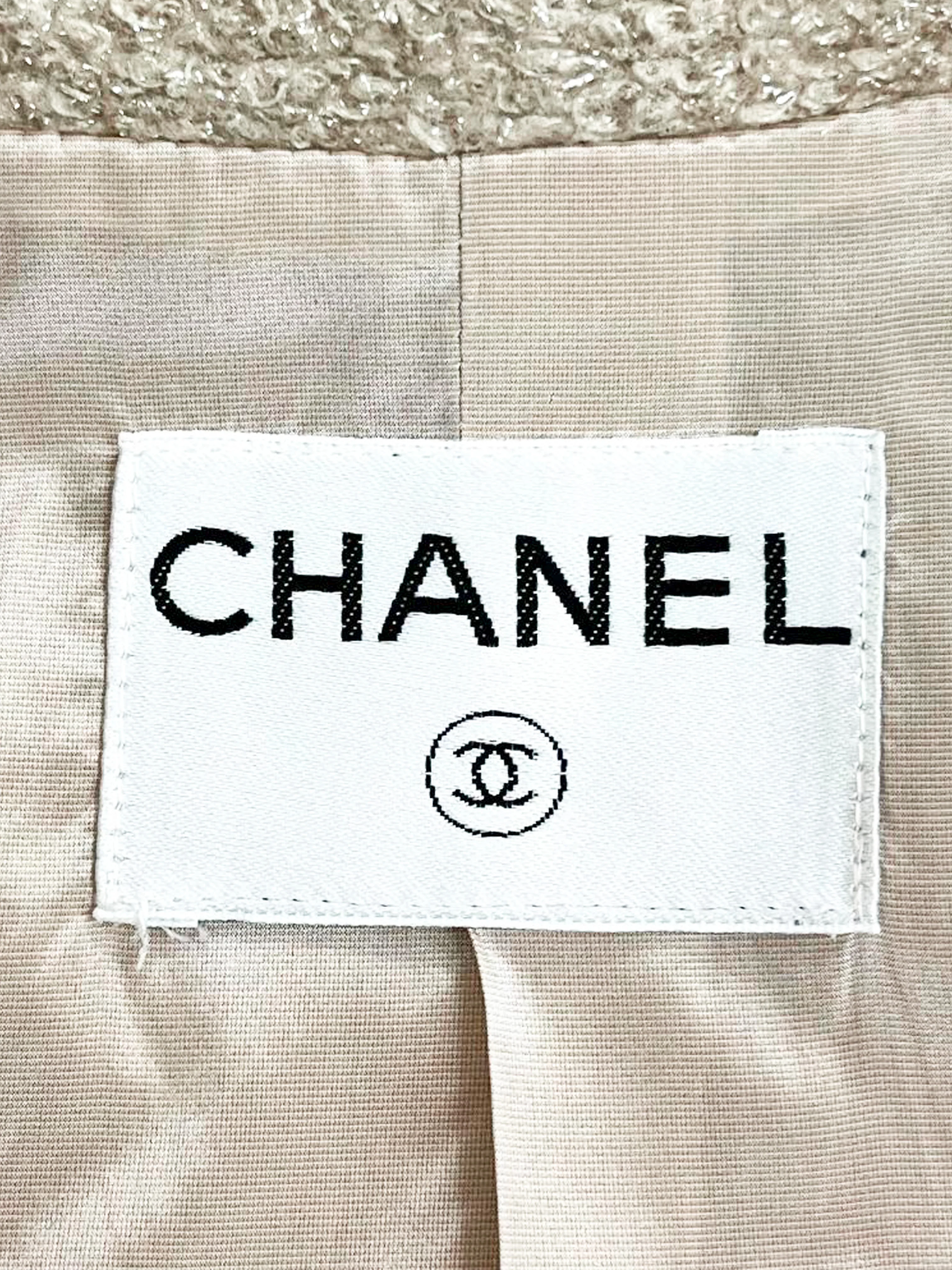 Chanel 2020s Beige Tinsel Wool Belted Coat - Image 6