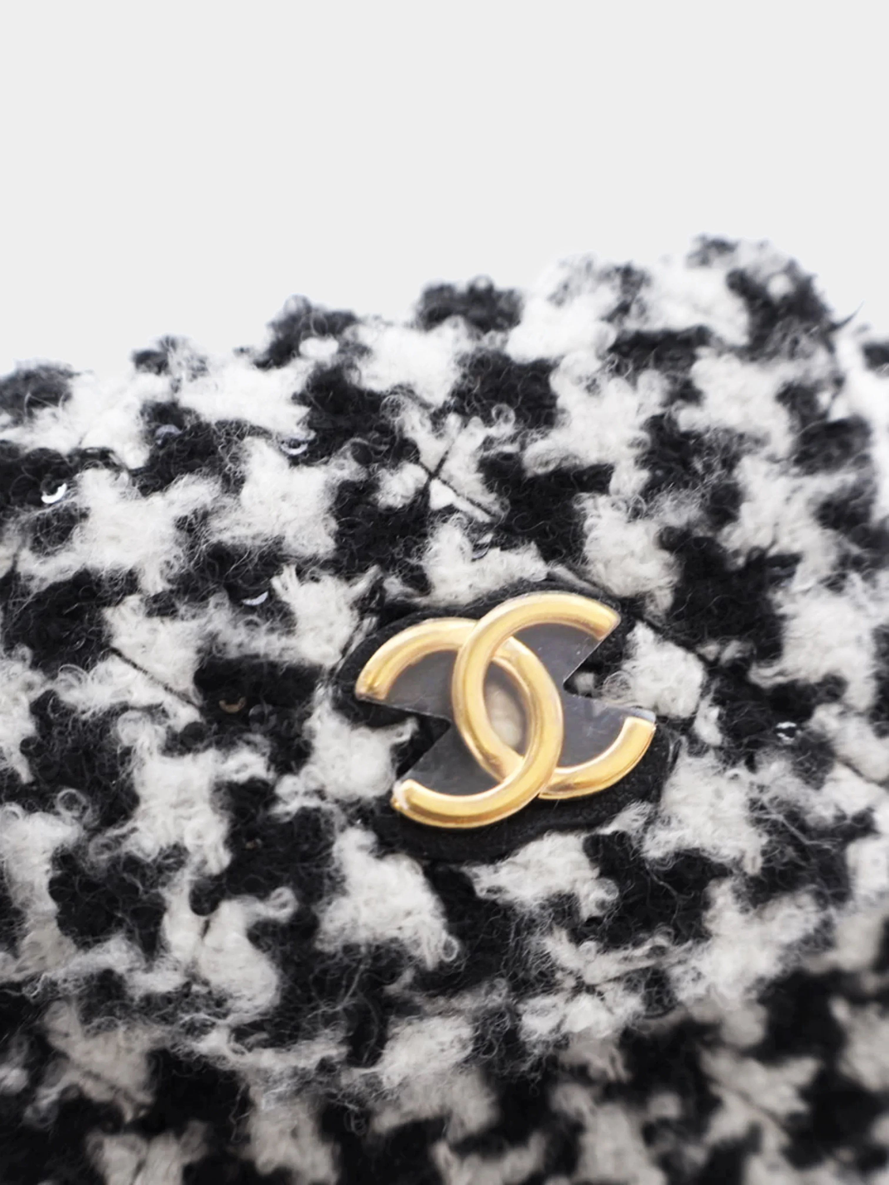 Chanel 2020s Black and White Tweed Mini CC Accordion Flap Bag - Image 8