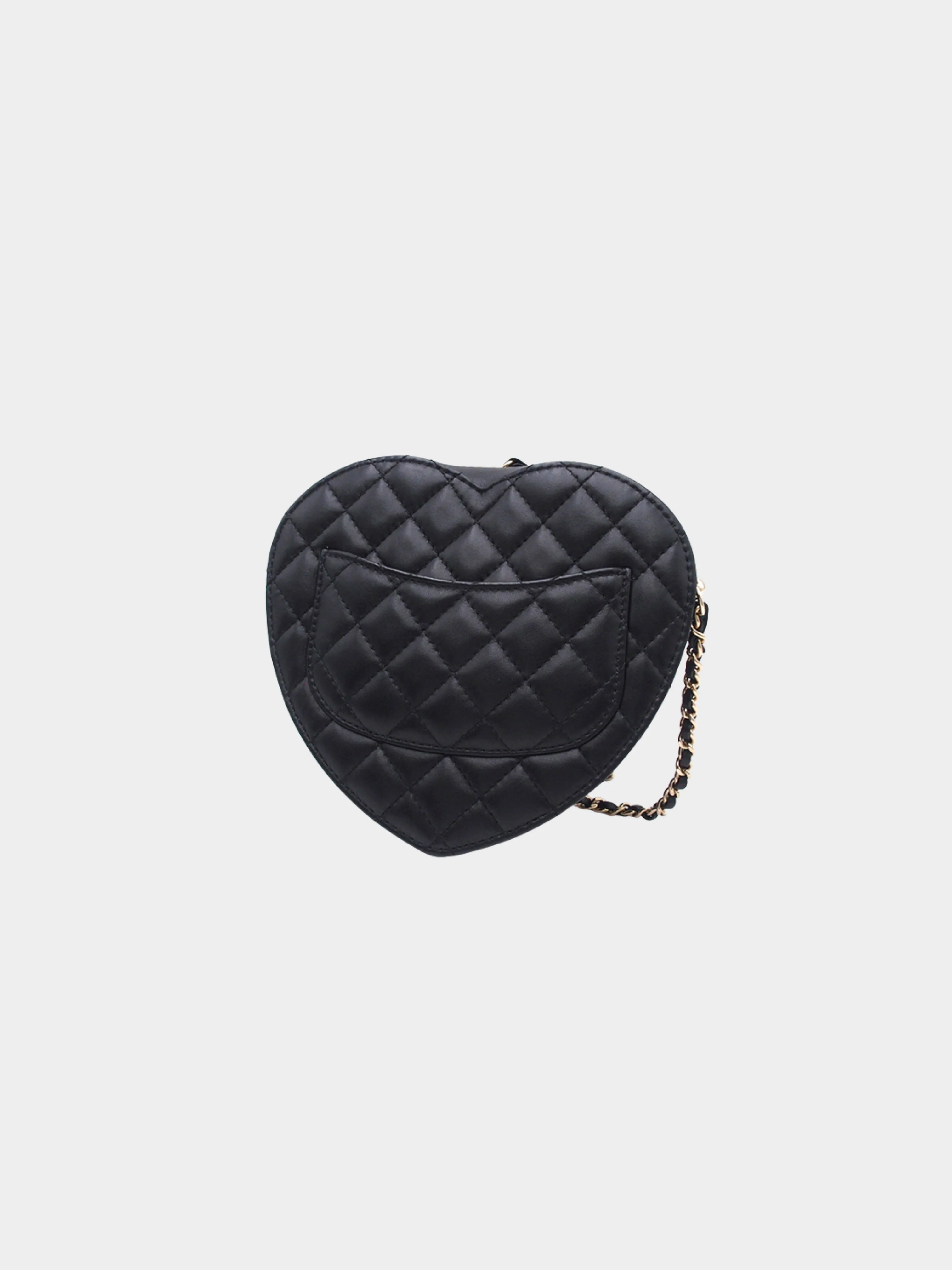 Chanel 2020s Black Lambskin Quilted CC In Love Mini Heart Bag - Image 2