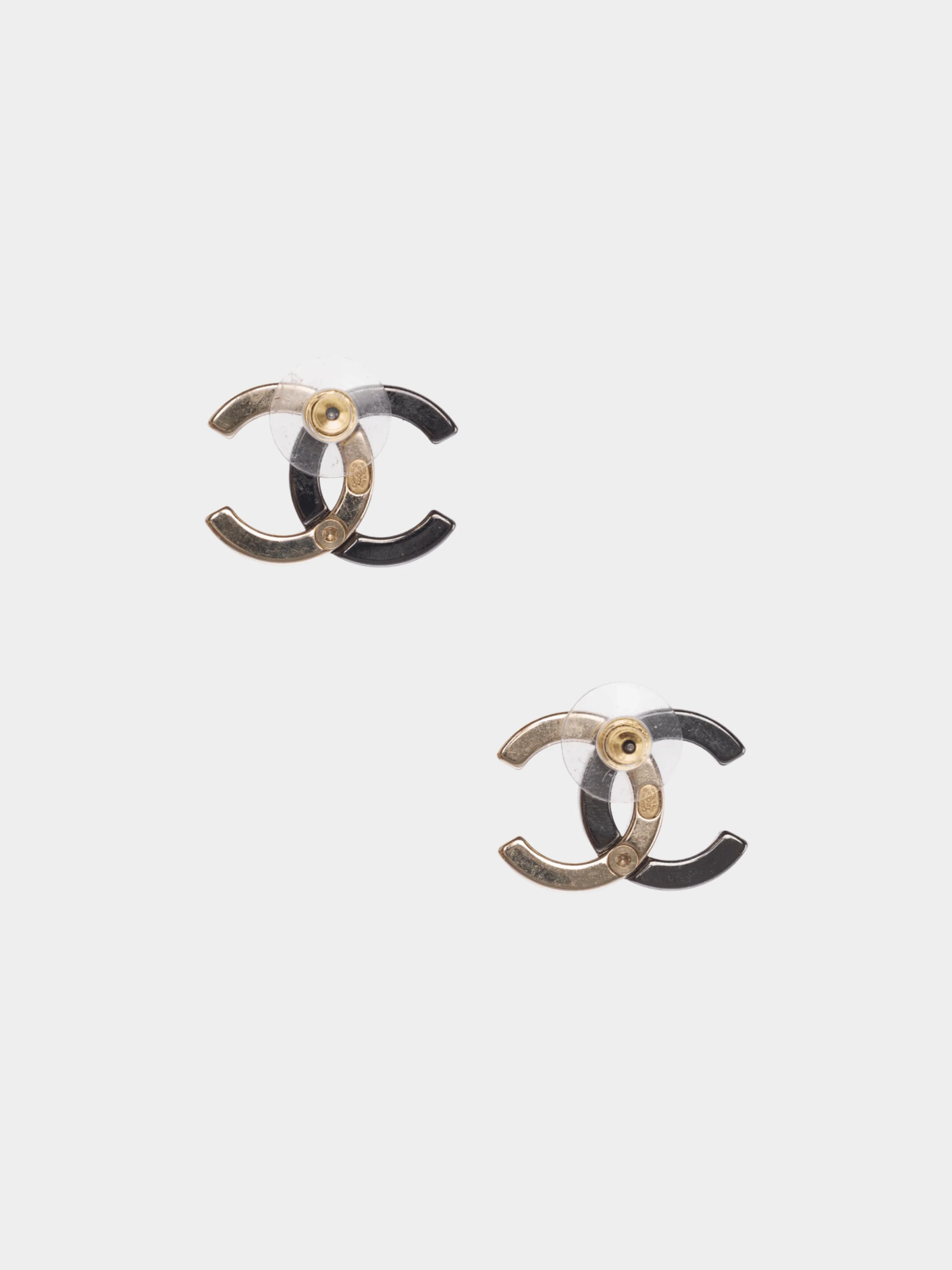 Chanel 2020s CC Silver and Gold Metal Earrings - Image 3
