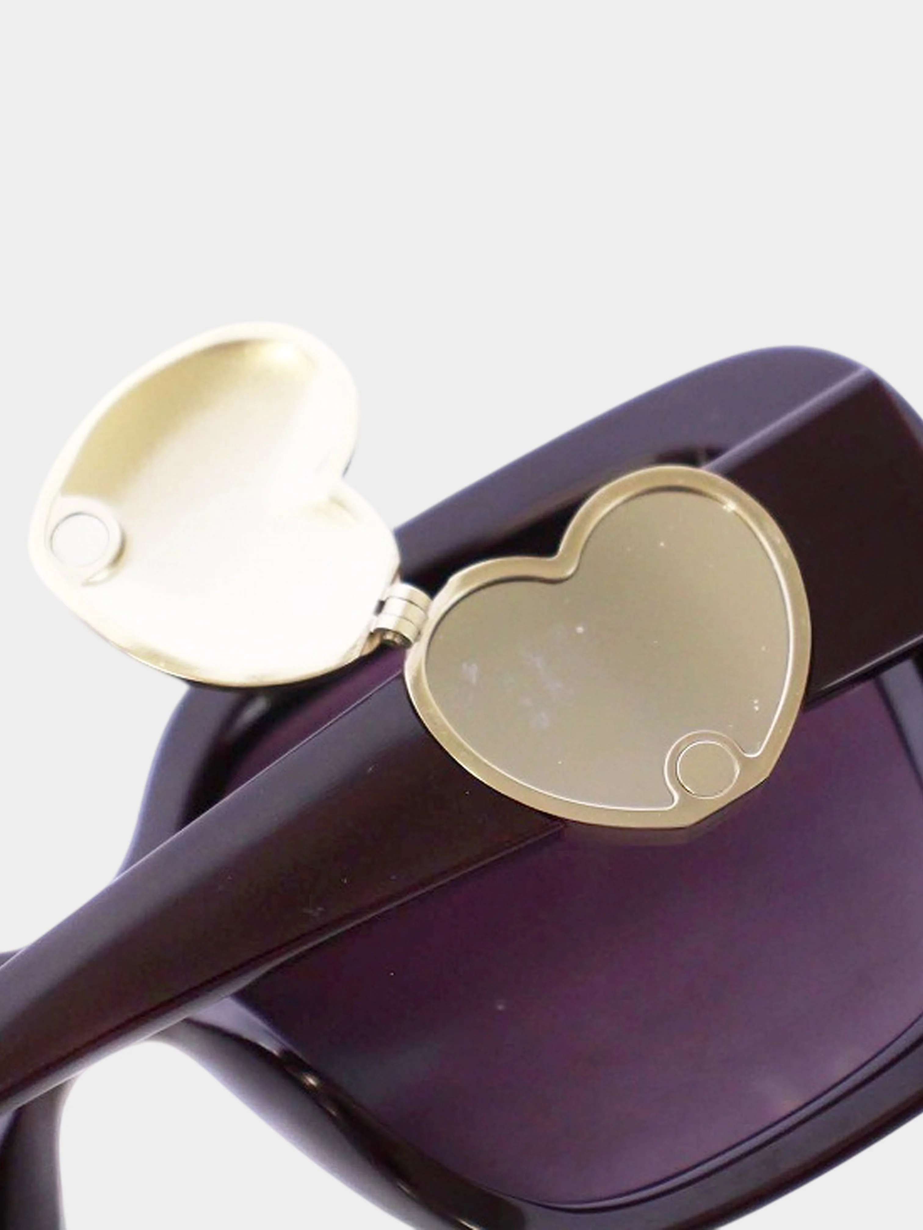 Chanel 2020s Burgundy CC Heart Locket Square Sunglasses - Image 5