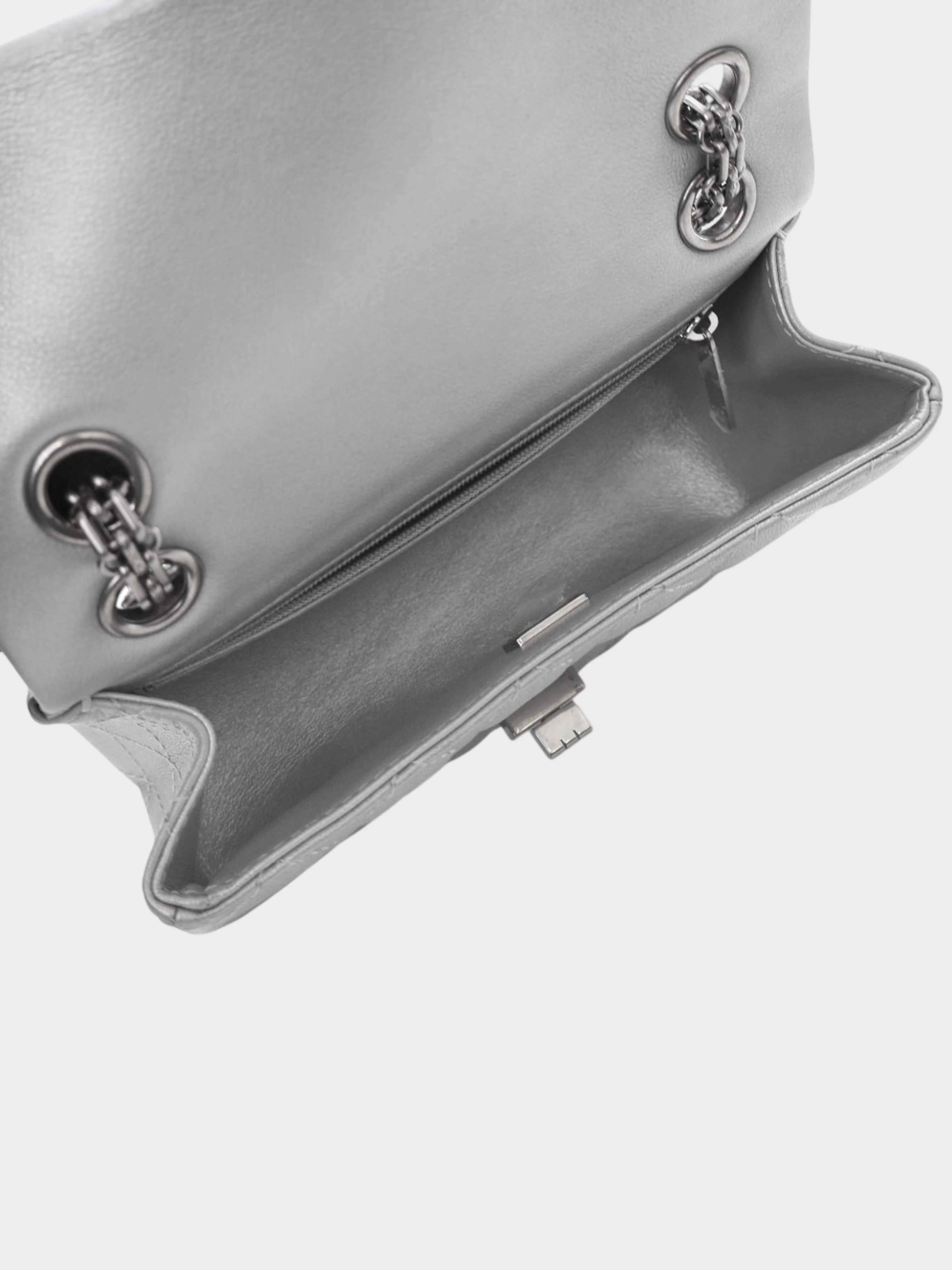 Chanel 2020s Silver Reissue 2.55 Calfskin Leather Mini Flap Bag - Image 5