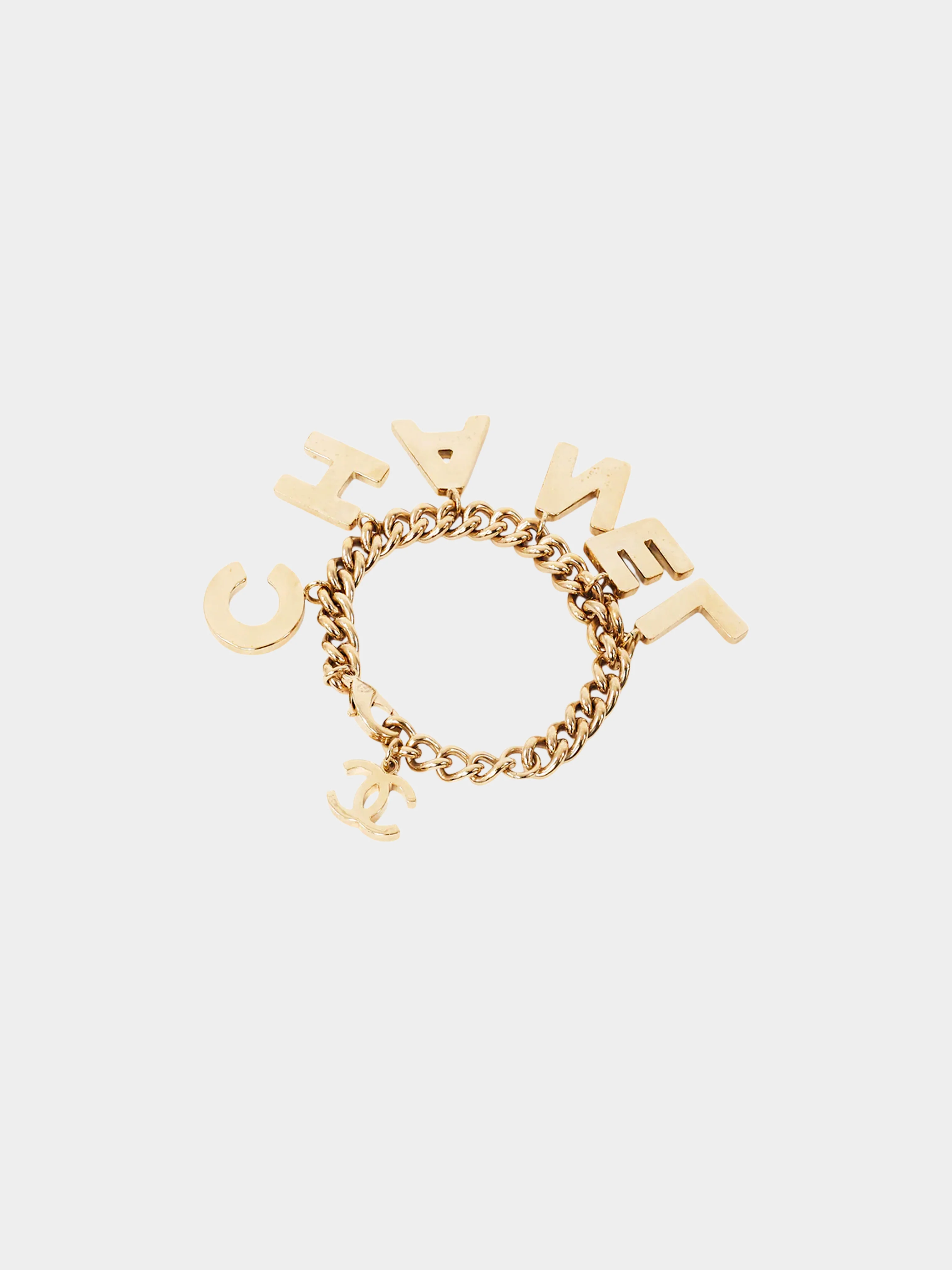 Chanel 2020s White and Black Enamel Logo Lettering Charms Chain Bracelet - Image 2