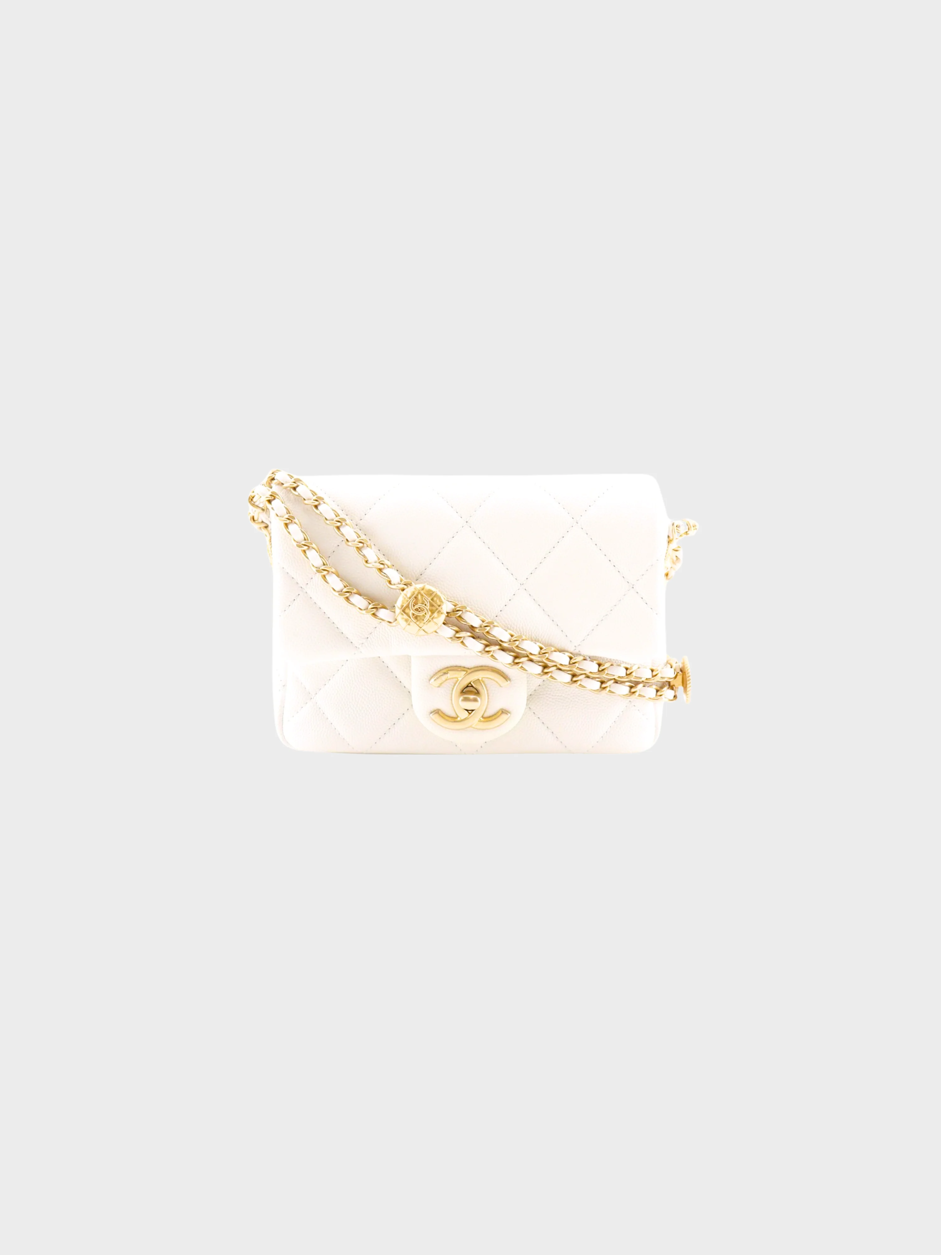 Chanel 2020s White Matelasse Flap Bag
