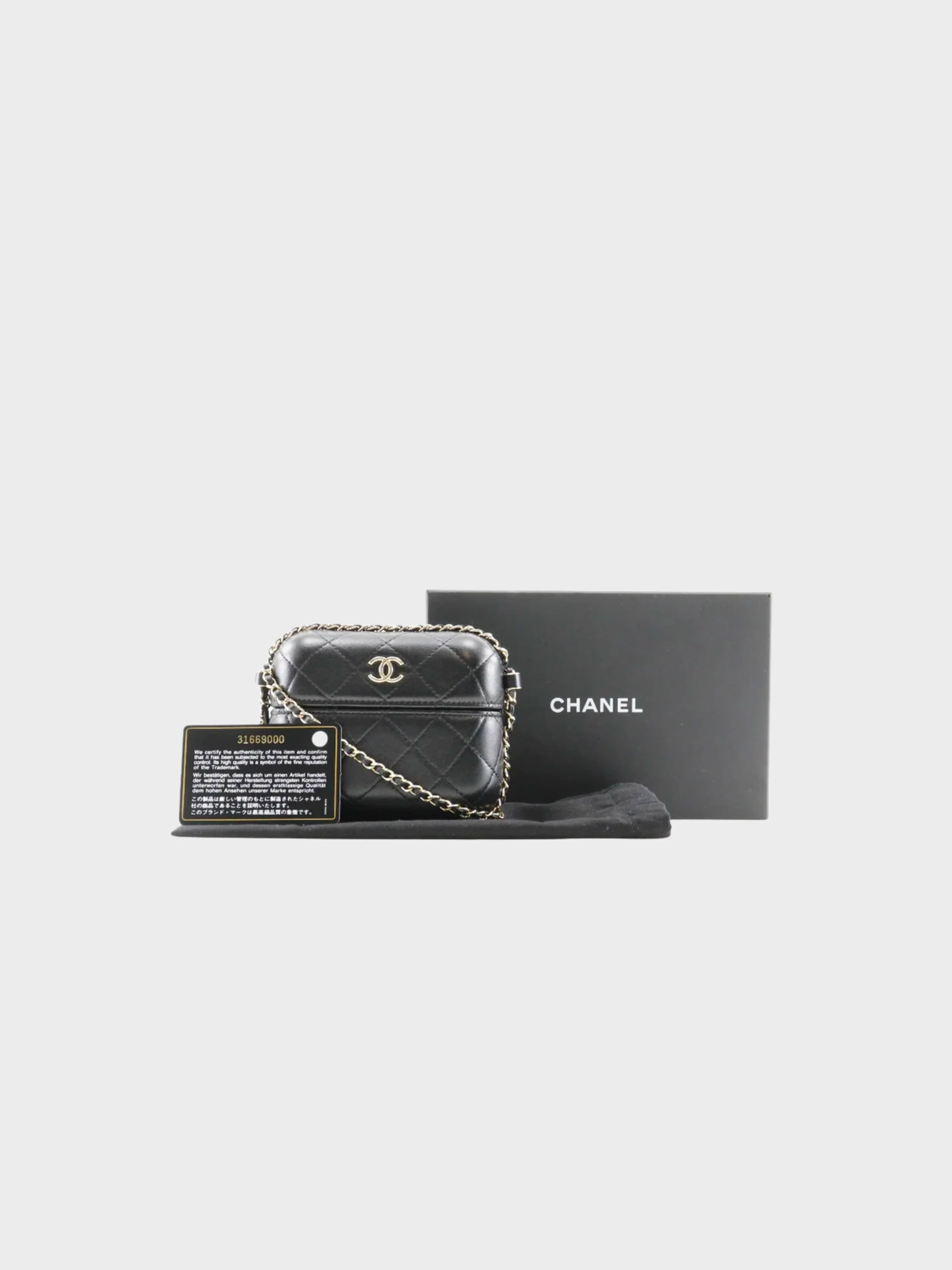 Chanel 2021 Black Leather Matelasse Chain Pochette Shoulder Bag - Image 7