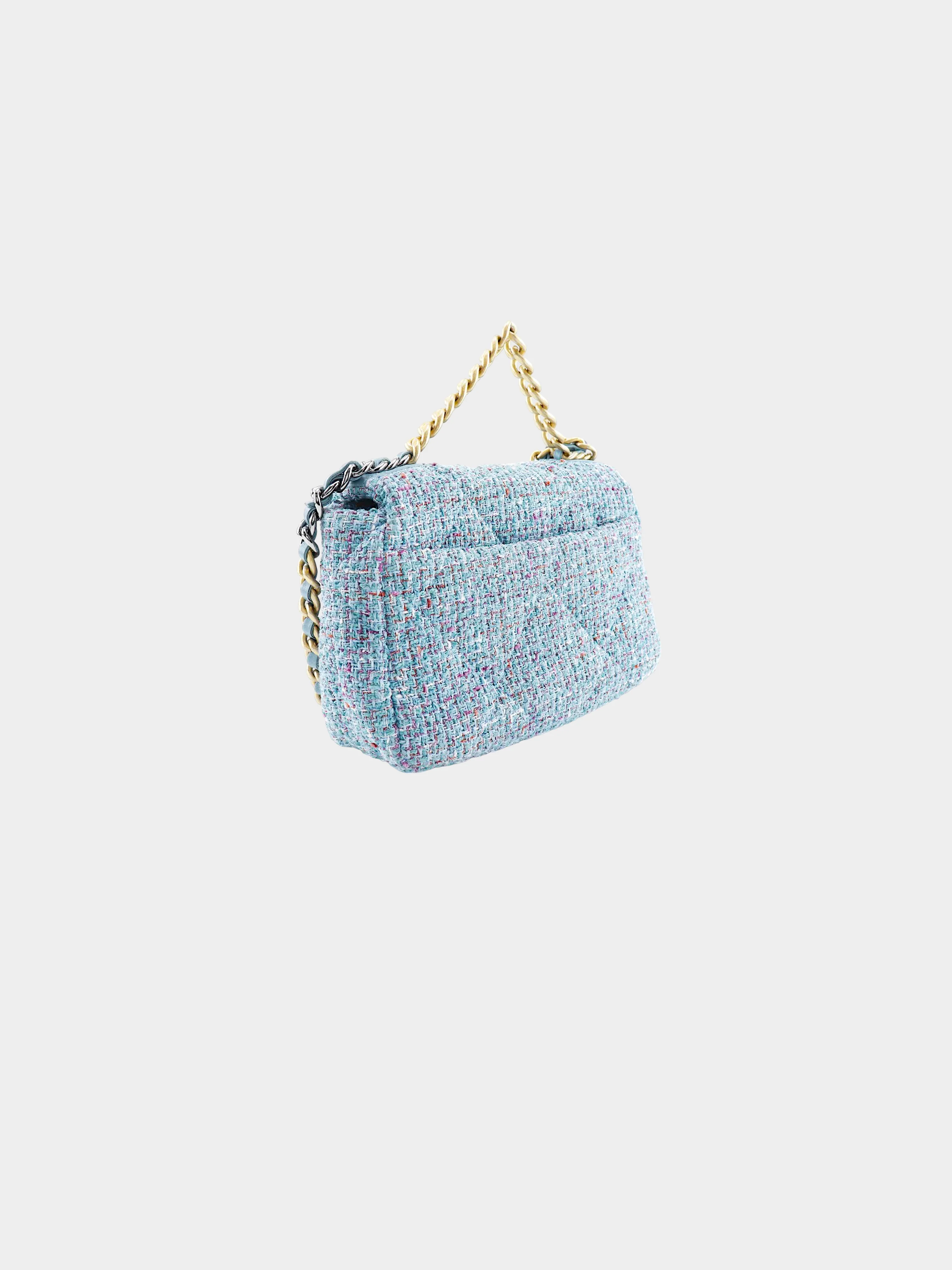 Chanel 2021 Blue Tweed Quilted Flap Bag - Image 2