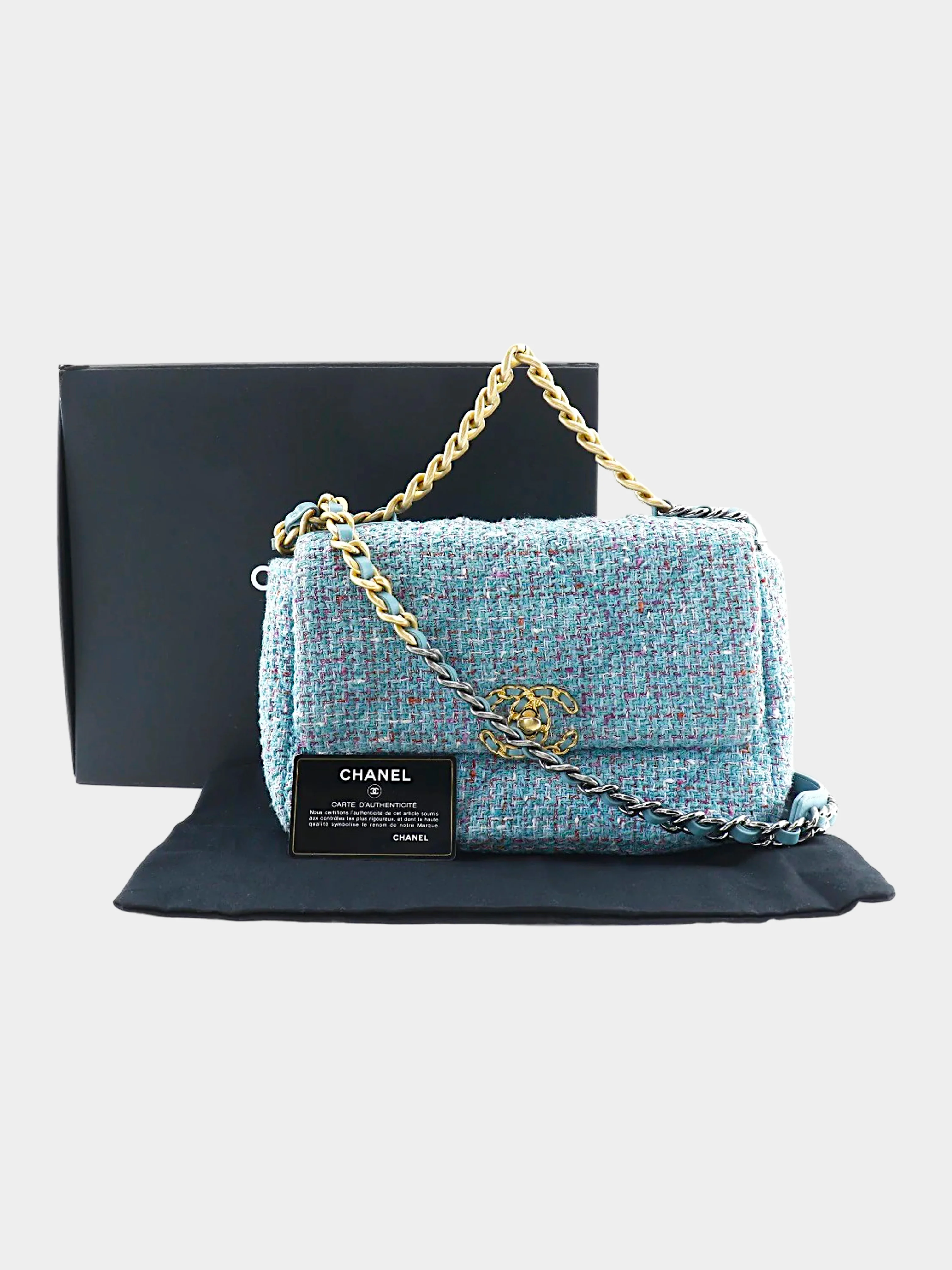 Chanel 2021 Blue Tweed Quilted Flap Bag - Image 6