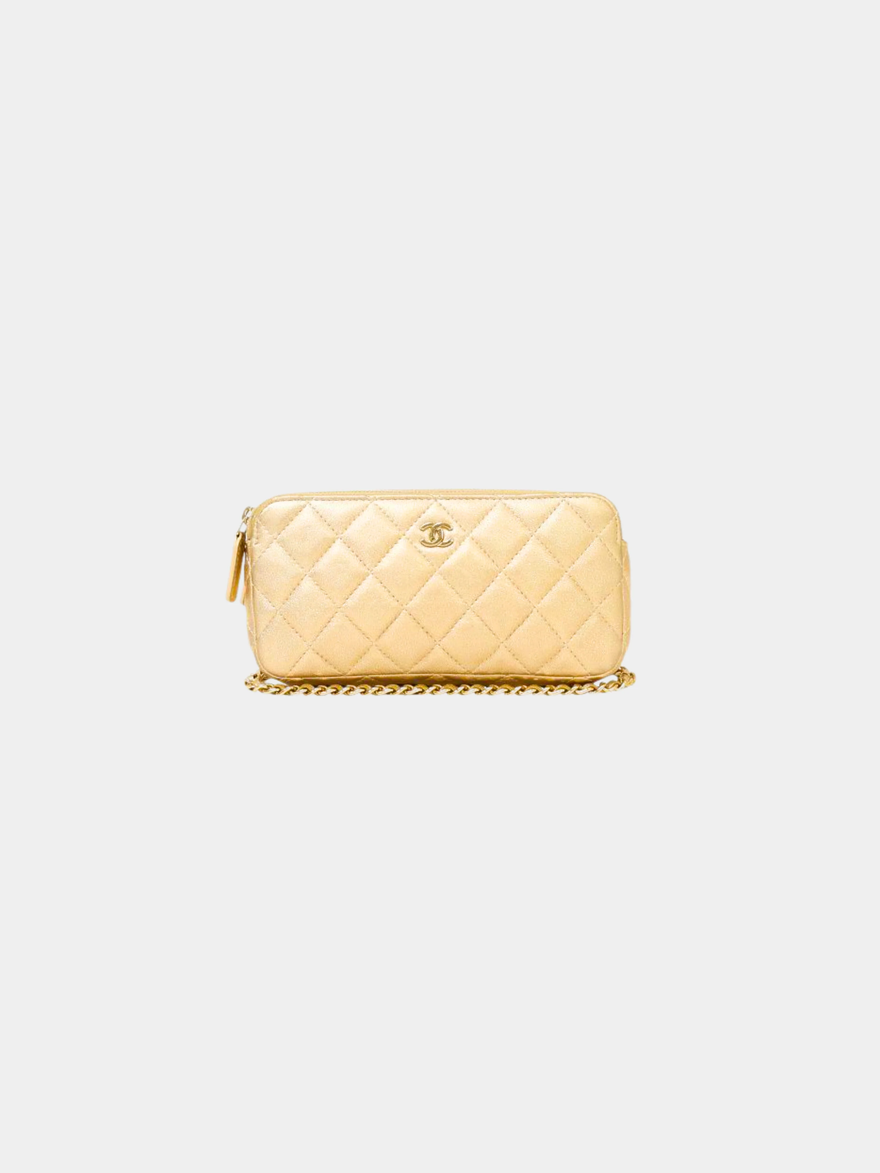 Chanel 2021 Gold Matelasse Chain Wallet