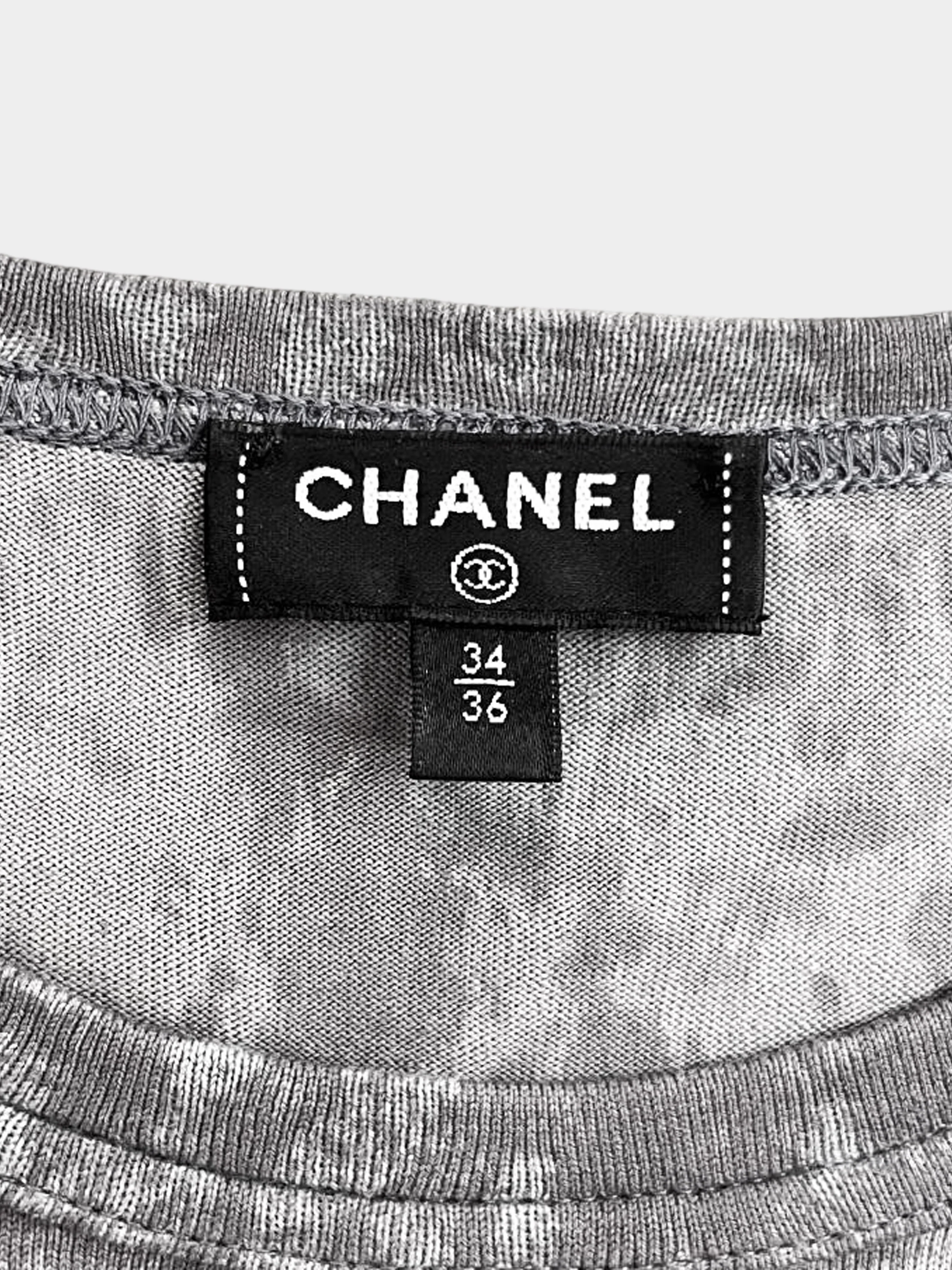 Chanel 2021 Grey Rope Logo Cotton Wrap T-shirt - Image 3