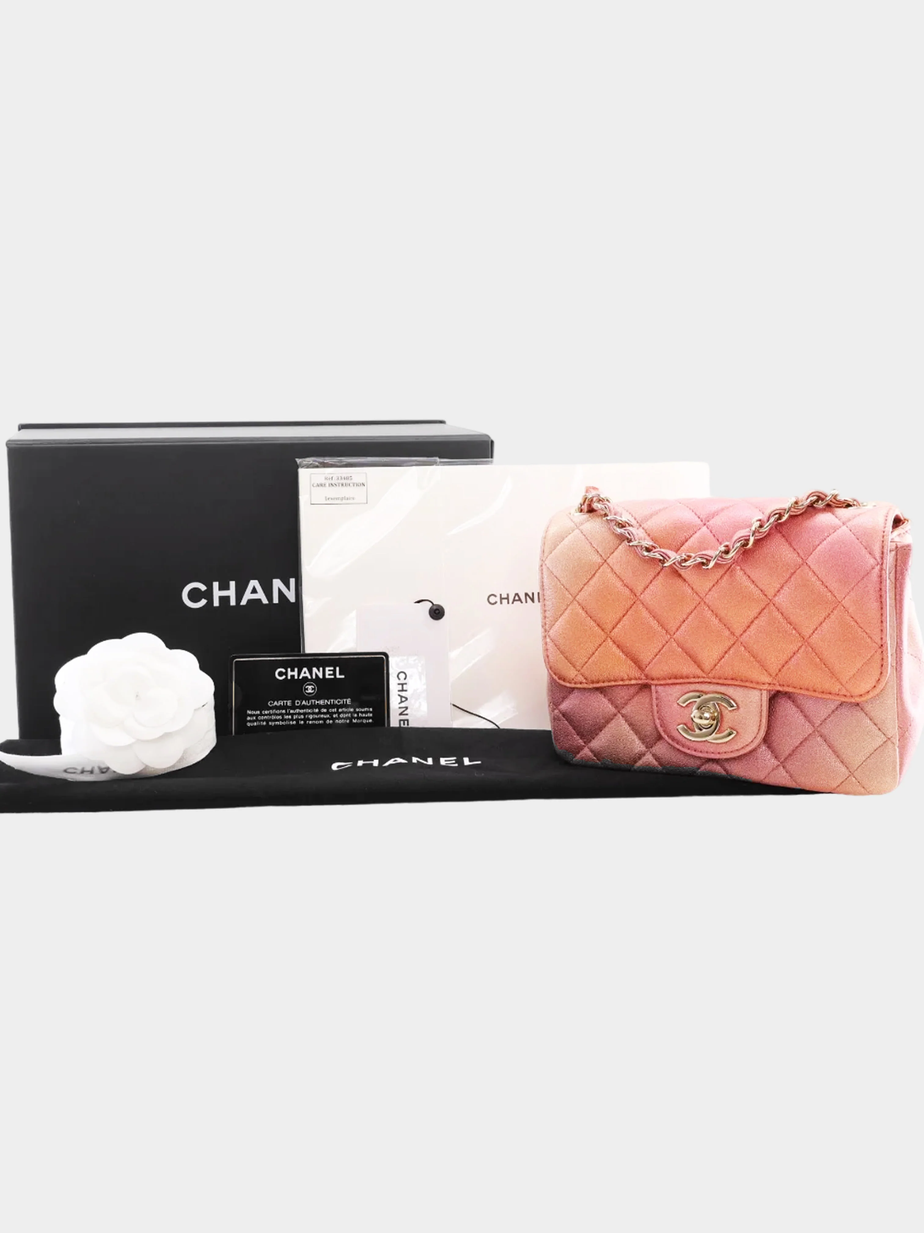 Chanel 2021 Pink Ombre Iridescent Lambskin Square Mini Flap Bag - Image 4