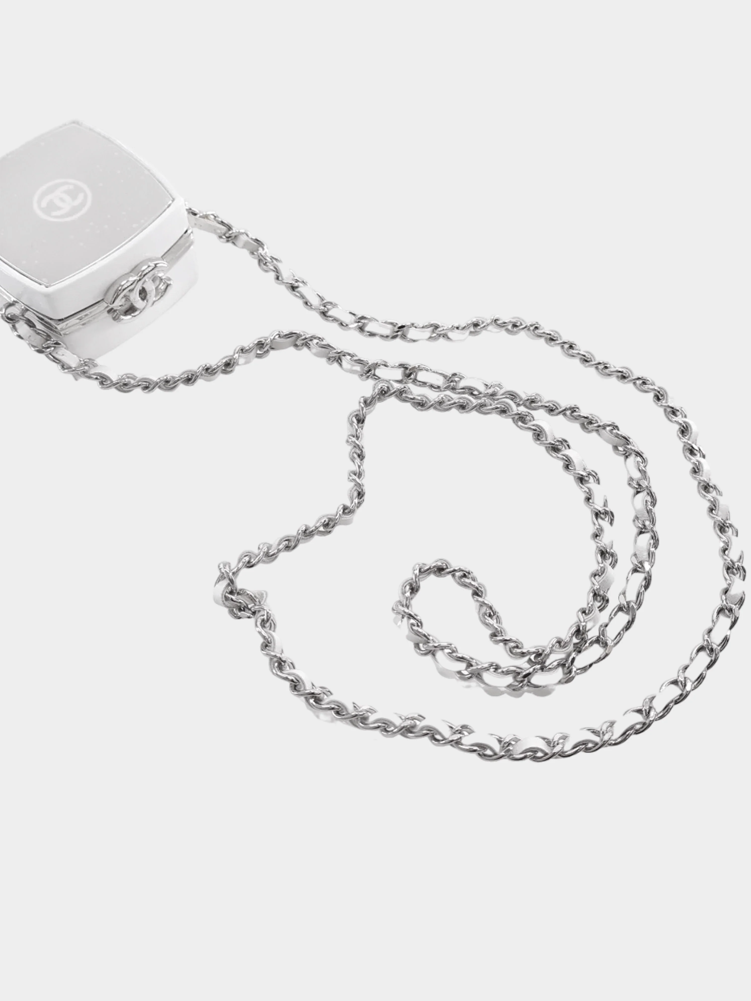 Chanel 2021 White Metal Mini Clutch With Chain - Image 2