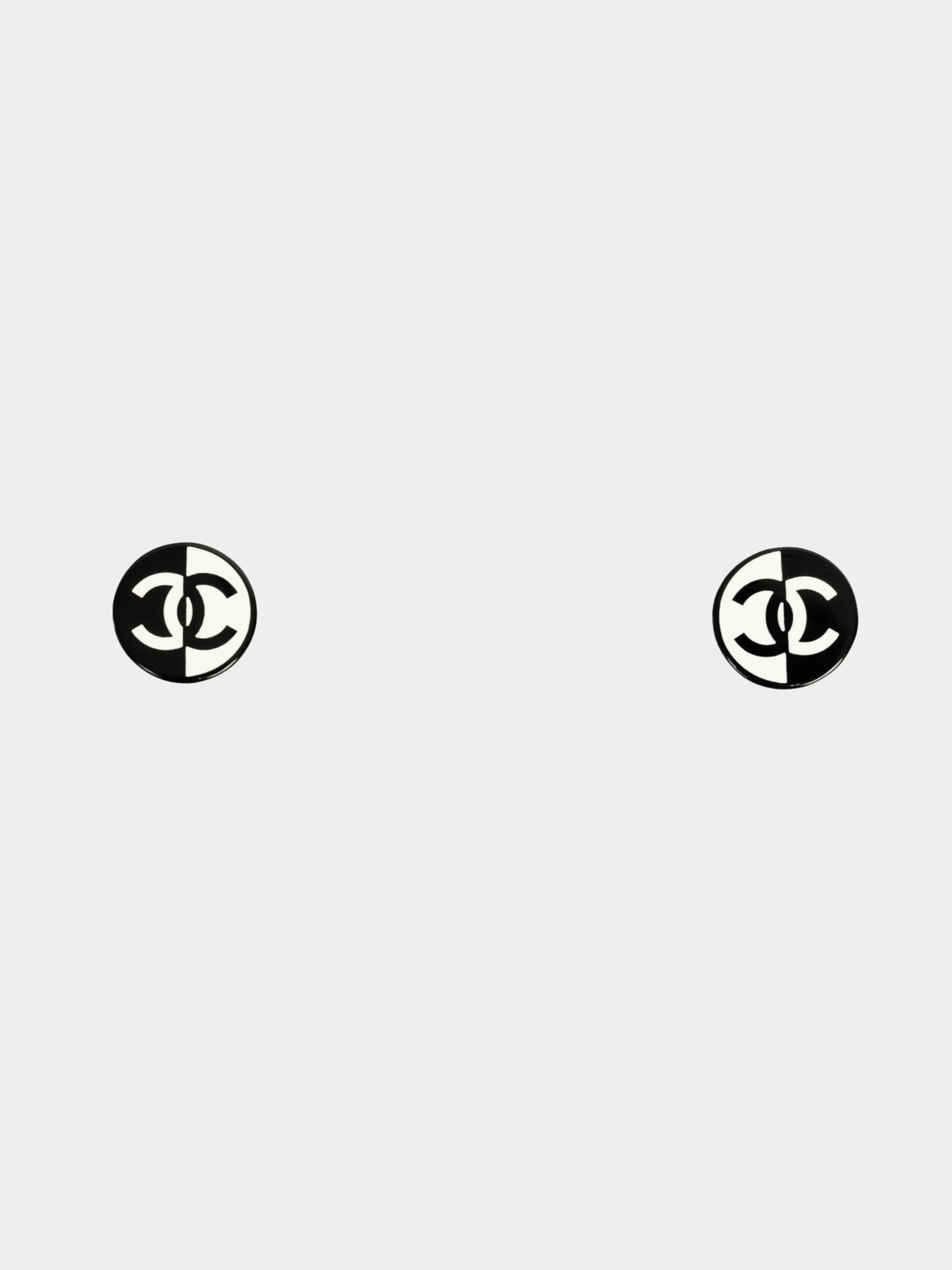 Chanel 2022 Black and White Color Block Earrings