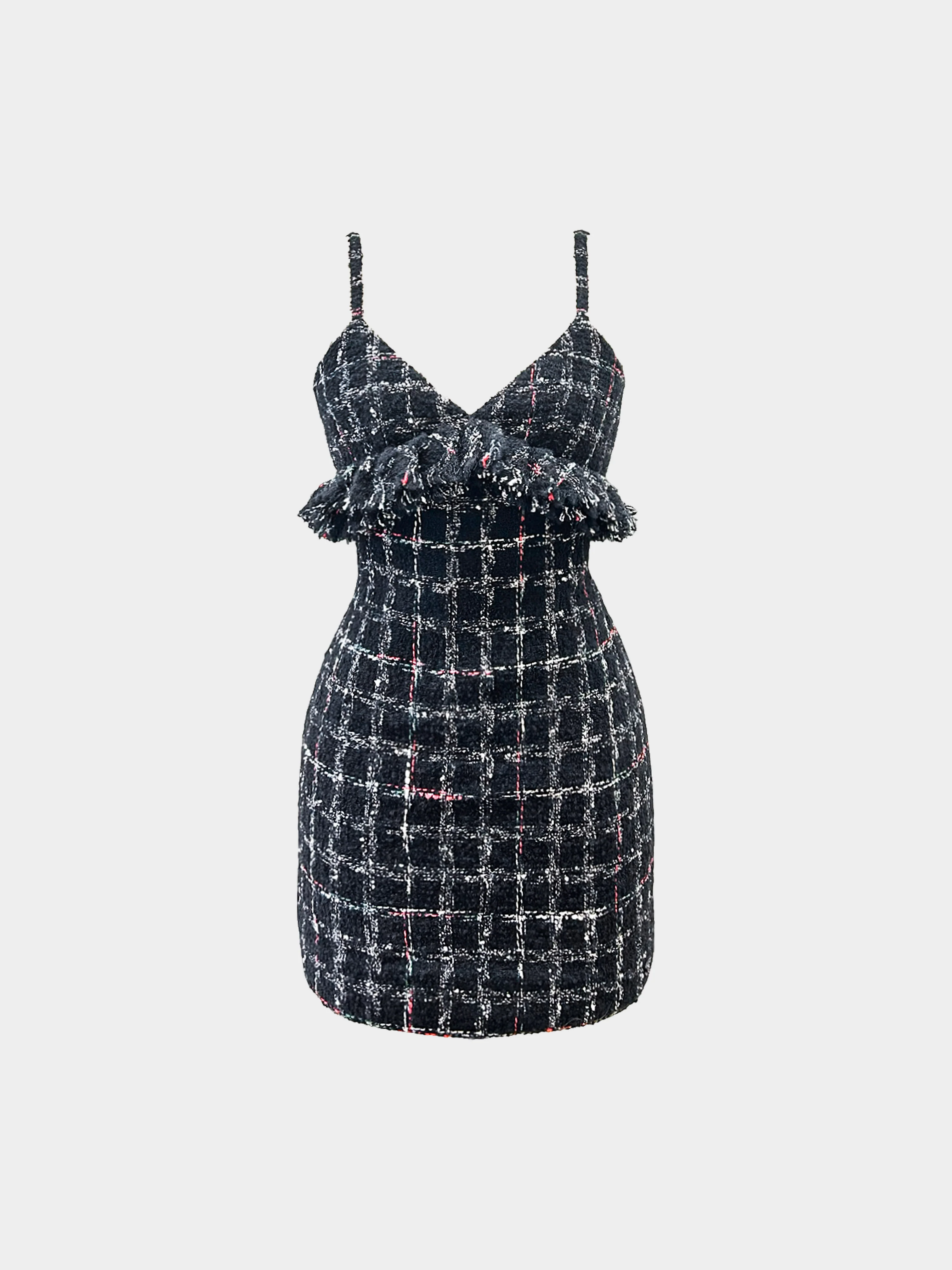 Chanel 2022 Black White and Multicolor Tweed Mini Dress