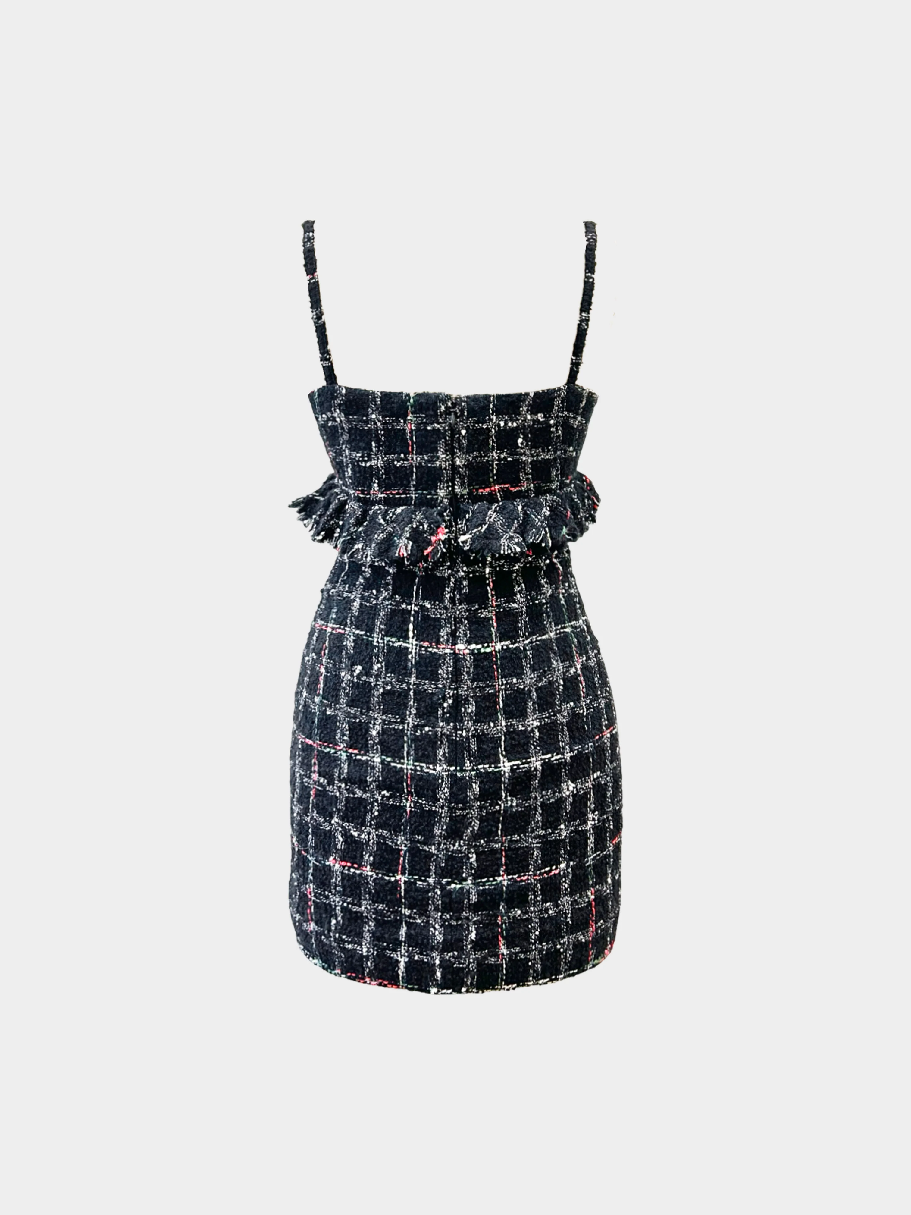 Chanel 2022 Black White and Multicolor Tweed Mini Dress - Image 2