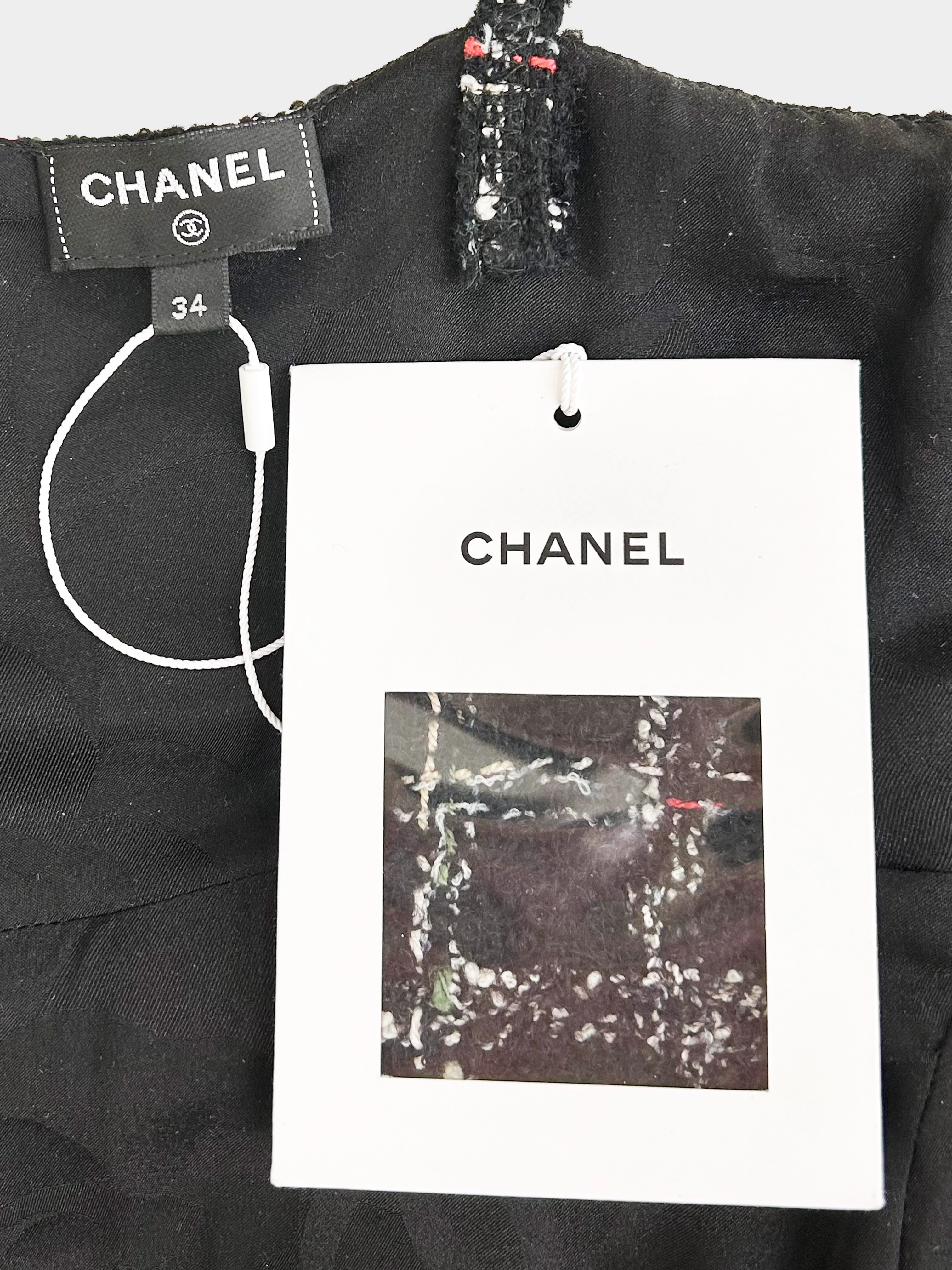 Chanel 2022 Black White and Multicolor Tweed Mini Dress - Image 3