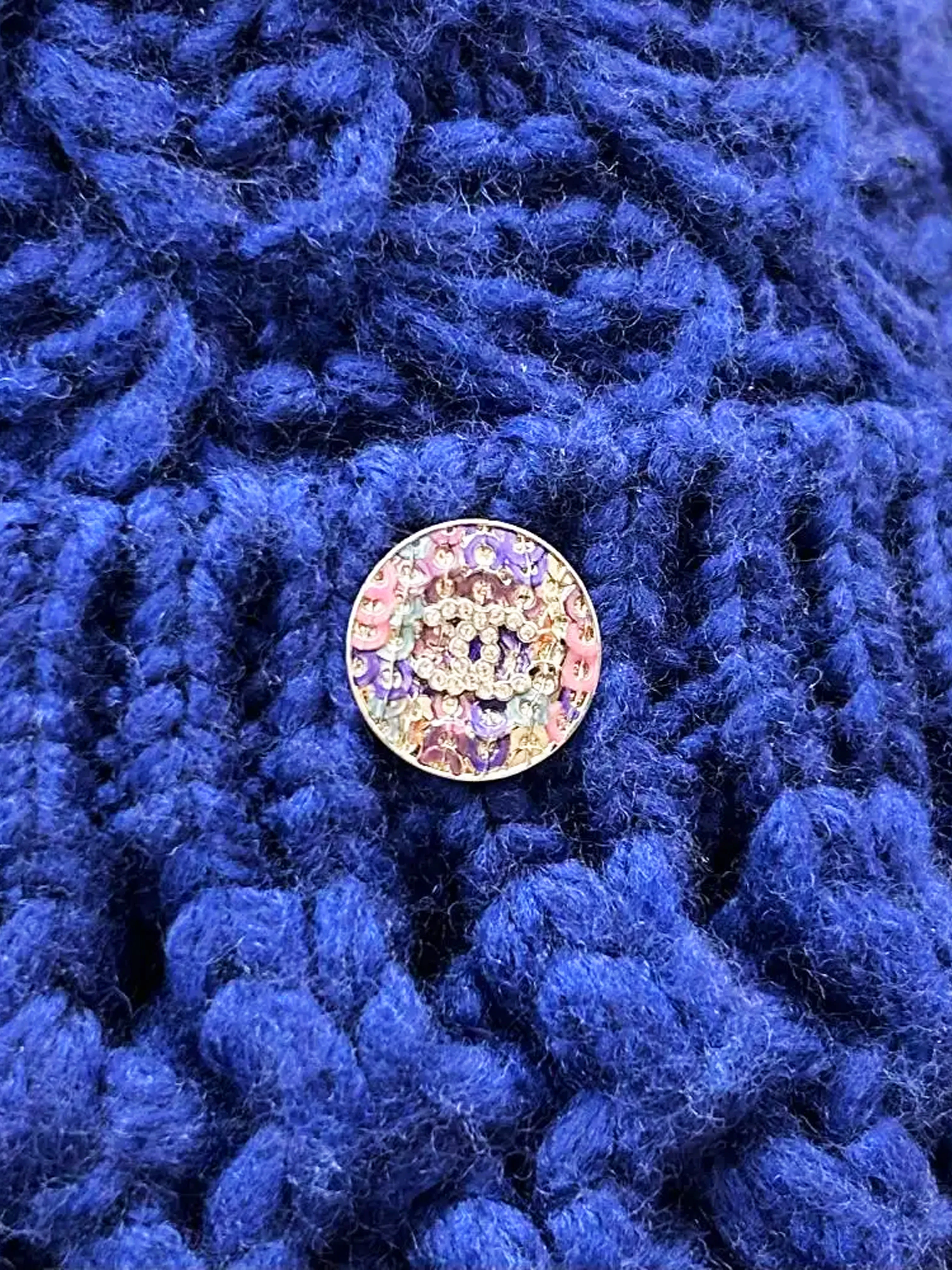 Chanel 2022 Indigo Blue Wool Knit Mini Skirt - Image 3