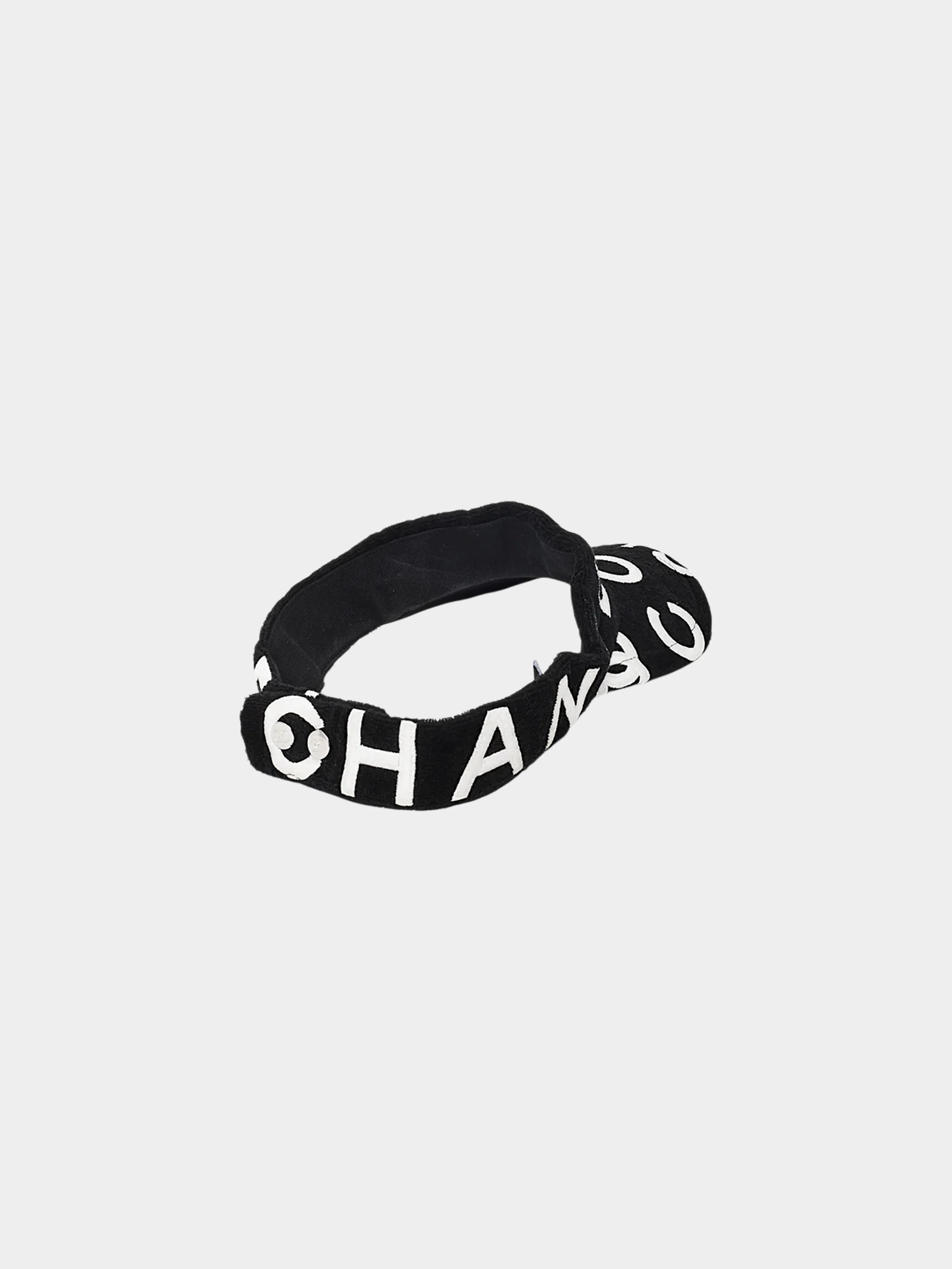 Chanel 2023 Black Terry Cloth Logo Lettering Visor - Image 3