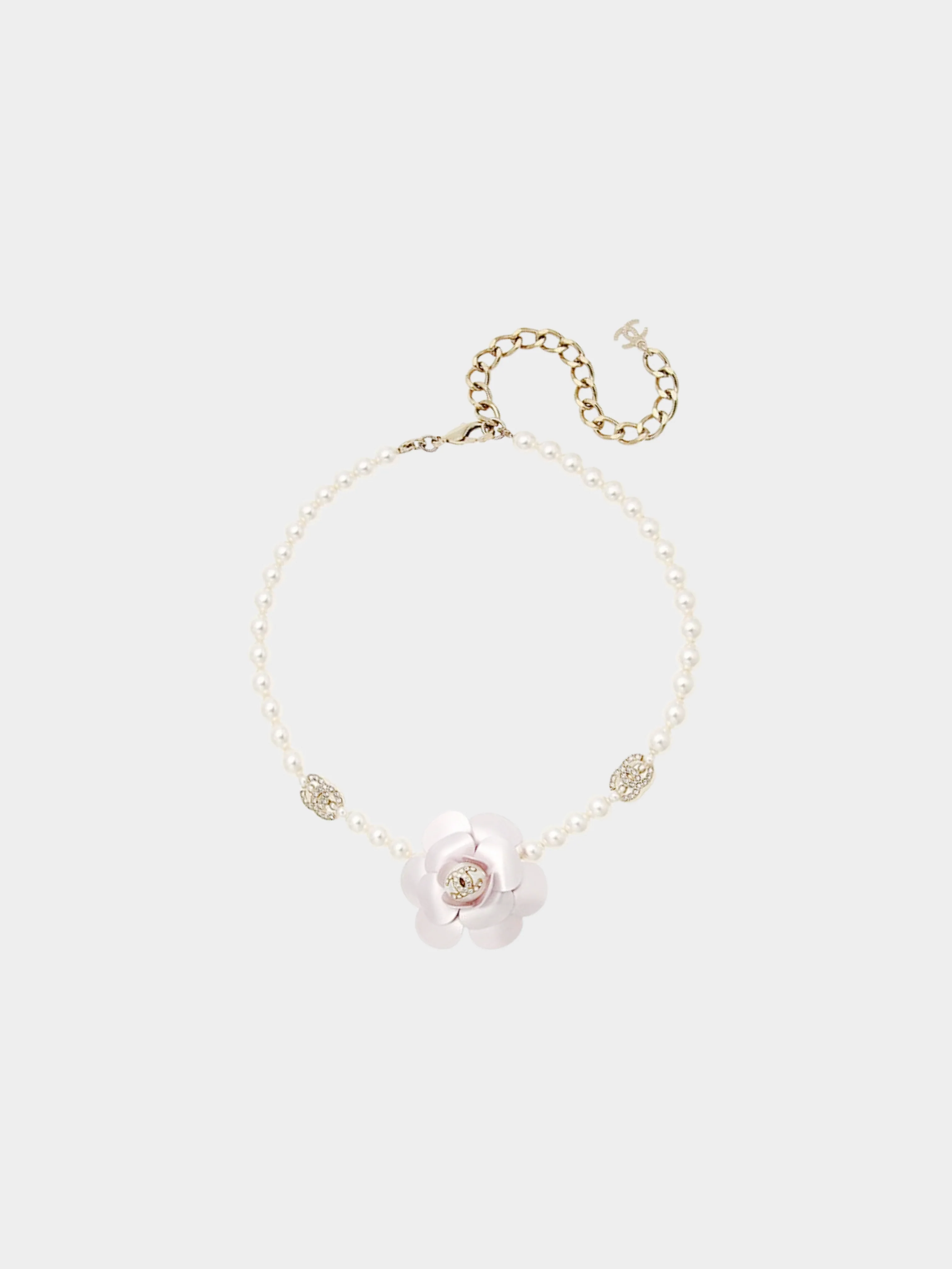 Chanel 2023 Camellia White Pearl Necklace