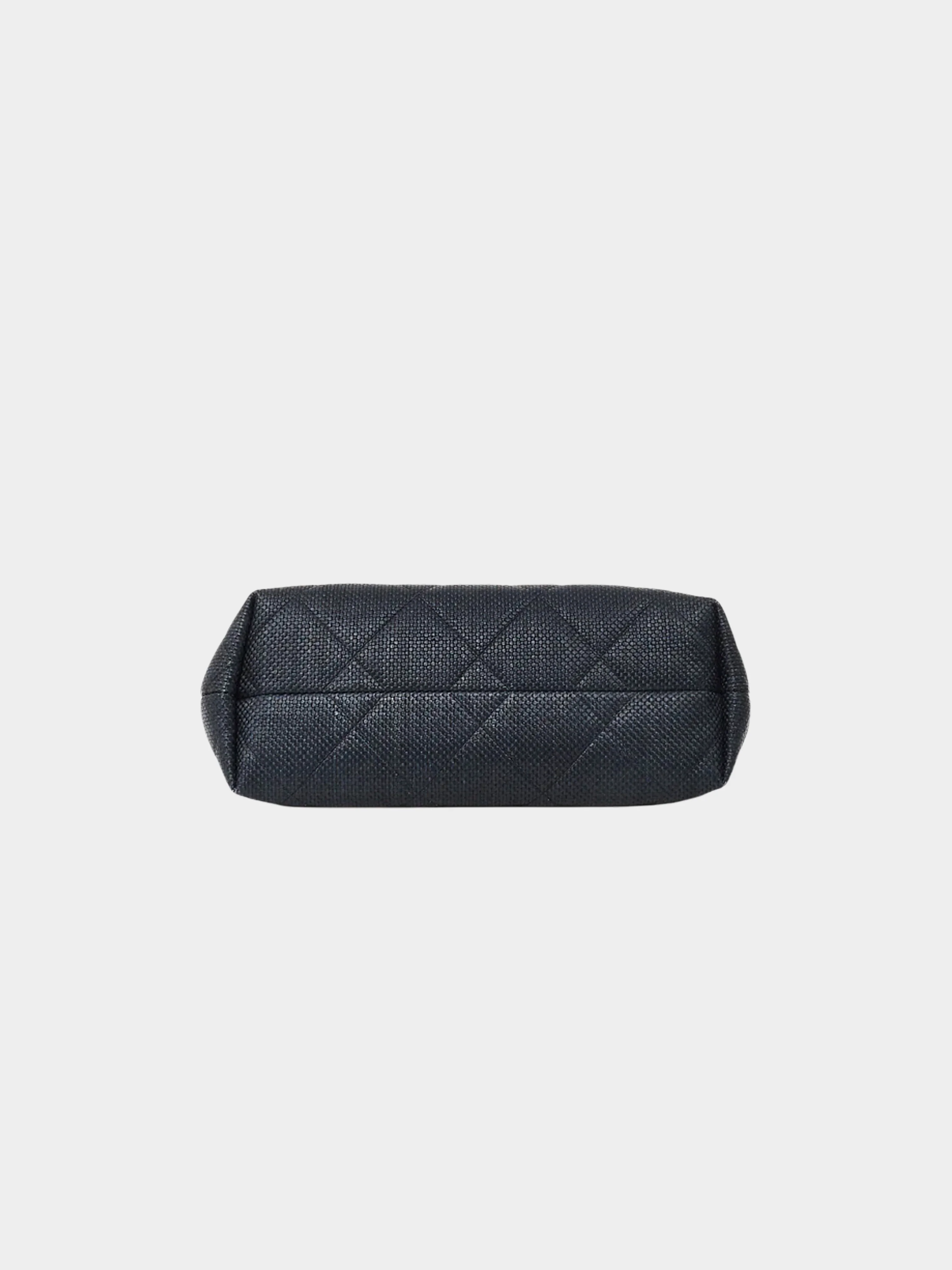 Chanel 2023 Dark Navy Raffia Quilted Tote Bag - Image 4
