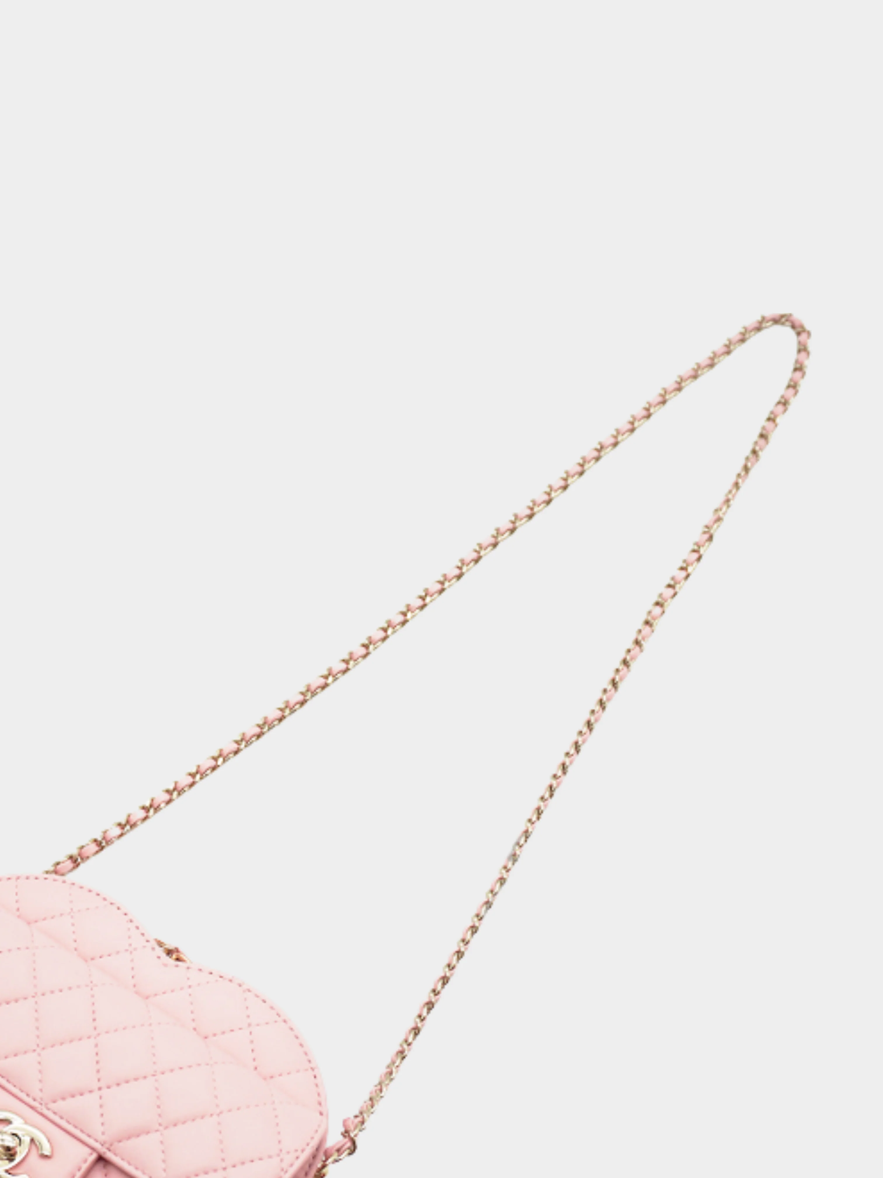 Chanel 2025 Baby Pink Lambskin Quilted CC In Love Mini Heart Bag - Image 3
