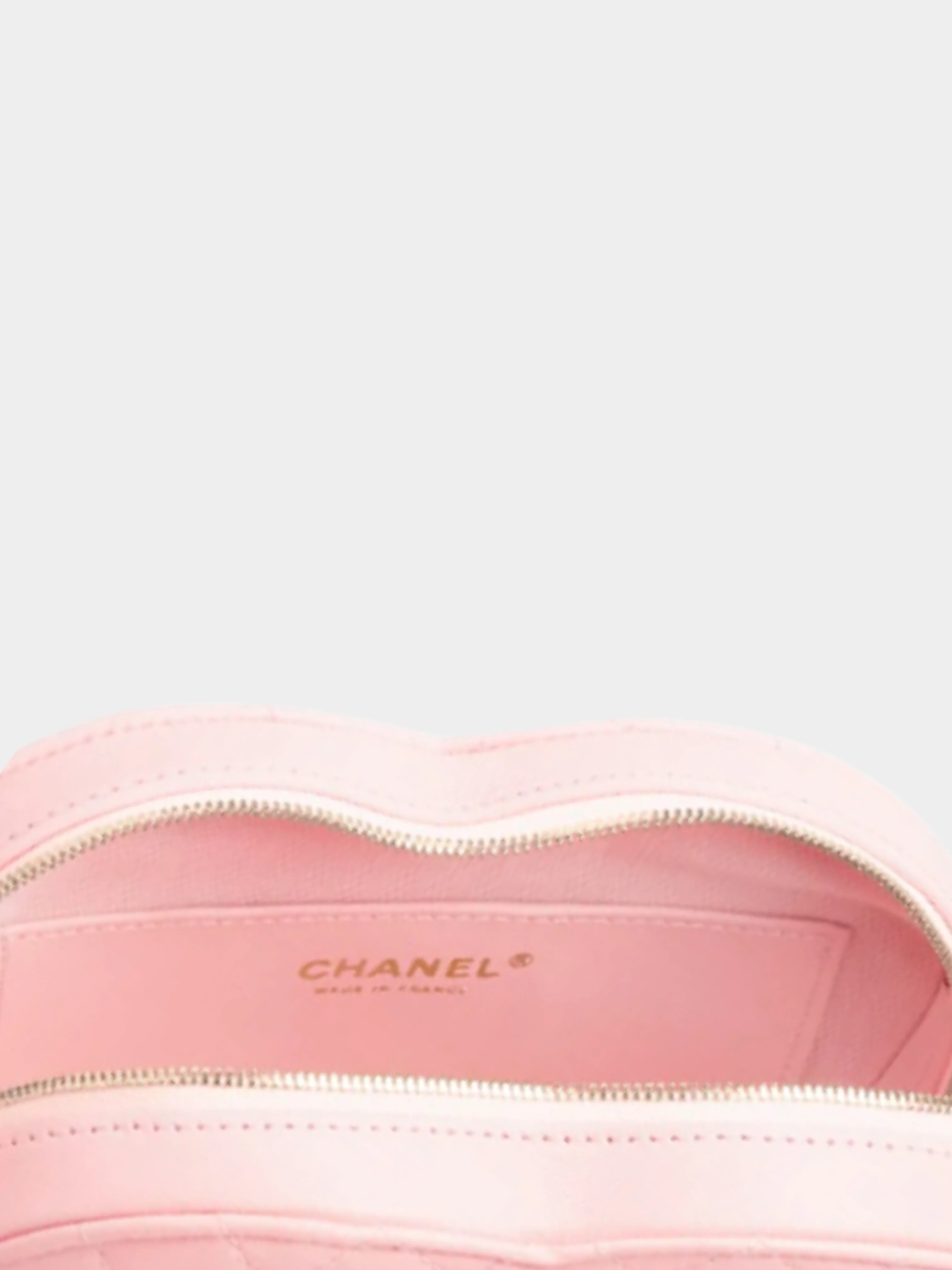 Chanel 2025 Baby Pink Lambskin Quilted CC In Love Mini Heart Bag - Image 4