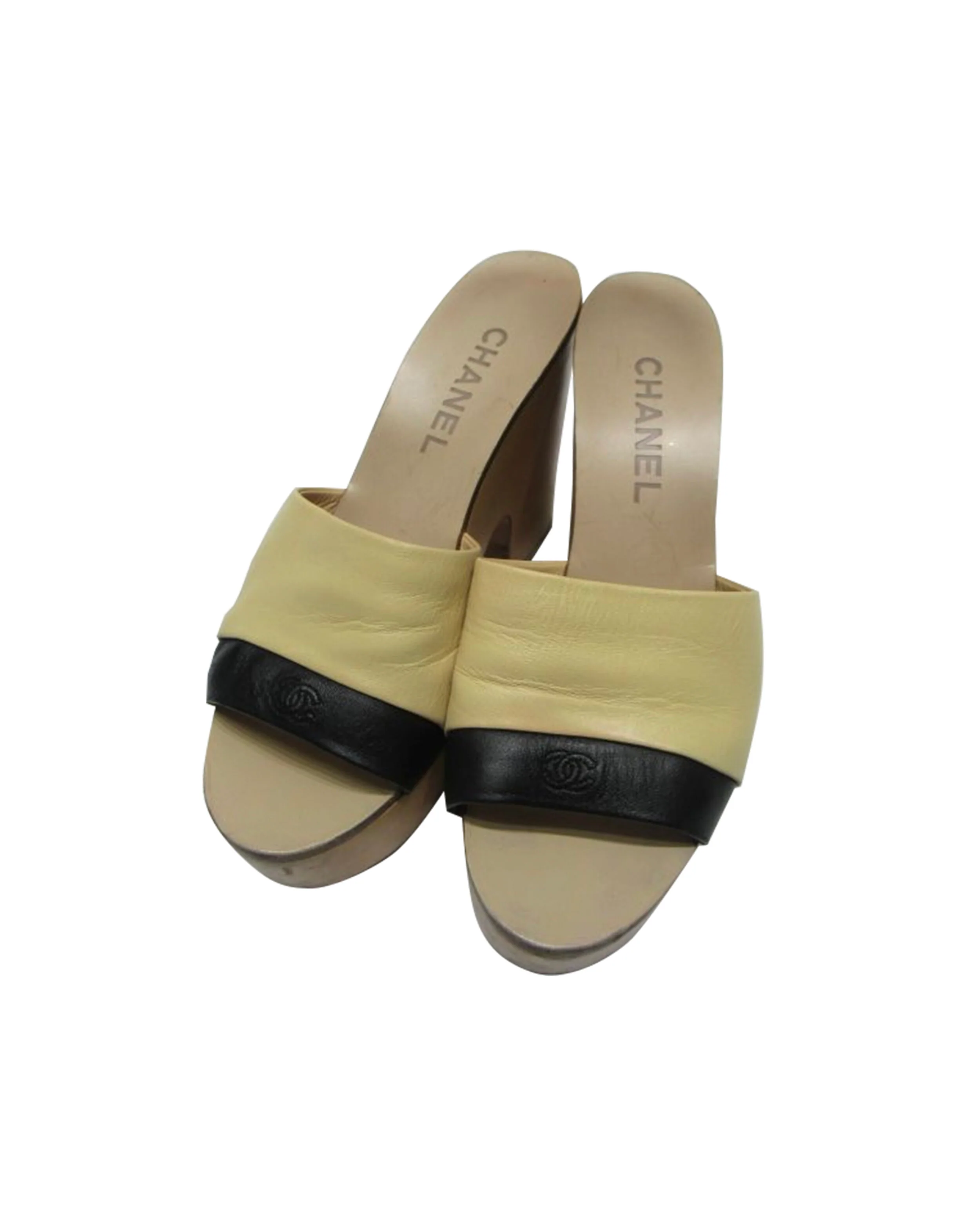 Chanel 2000s Bicolor Block Platform Sandals - Image 2