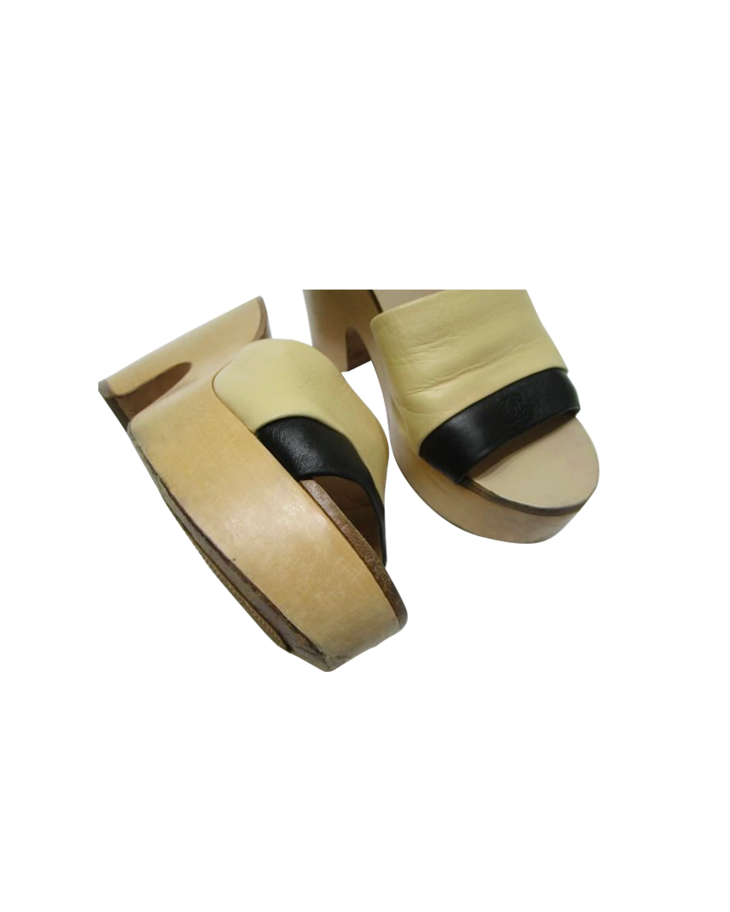 Chanel 2000s Bicolor Block Platform Sandals - Image 3