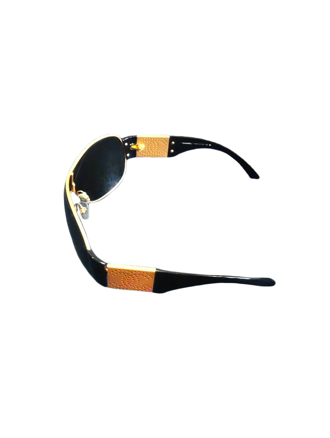 Chanel 2000s Black and Gold Visor Sunglasses - Image 2