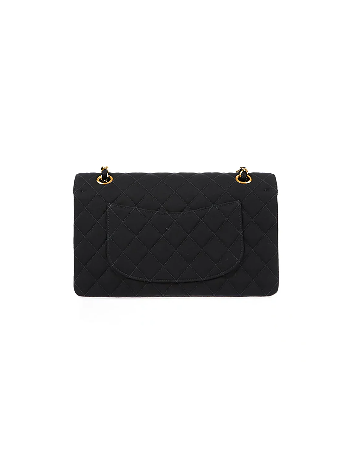 Chanel 2000s Black Cloth Leather Flap Bag - Image 2