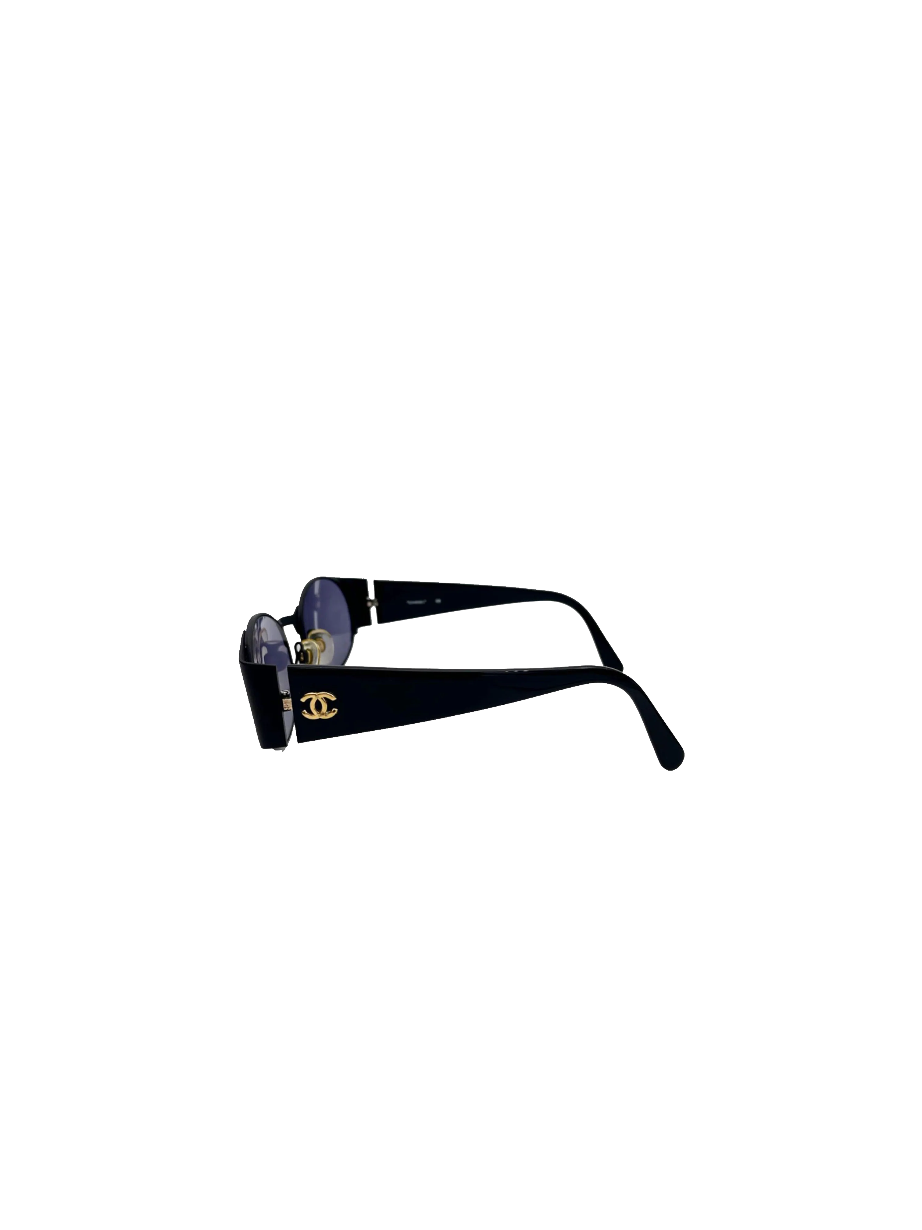 Chanel 1995 Black Gold CC Logo Sunglasses - Image 2