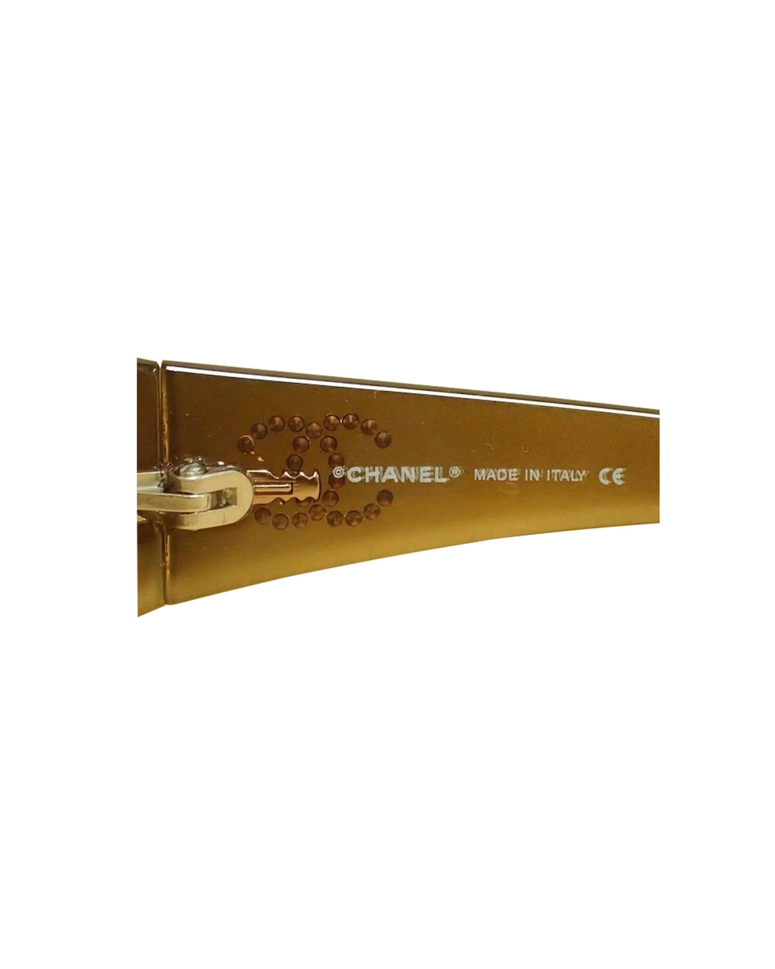 Chanel 2000s Black Gold Gradient Visor Sunglasses - Image 5