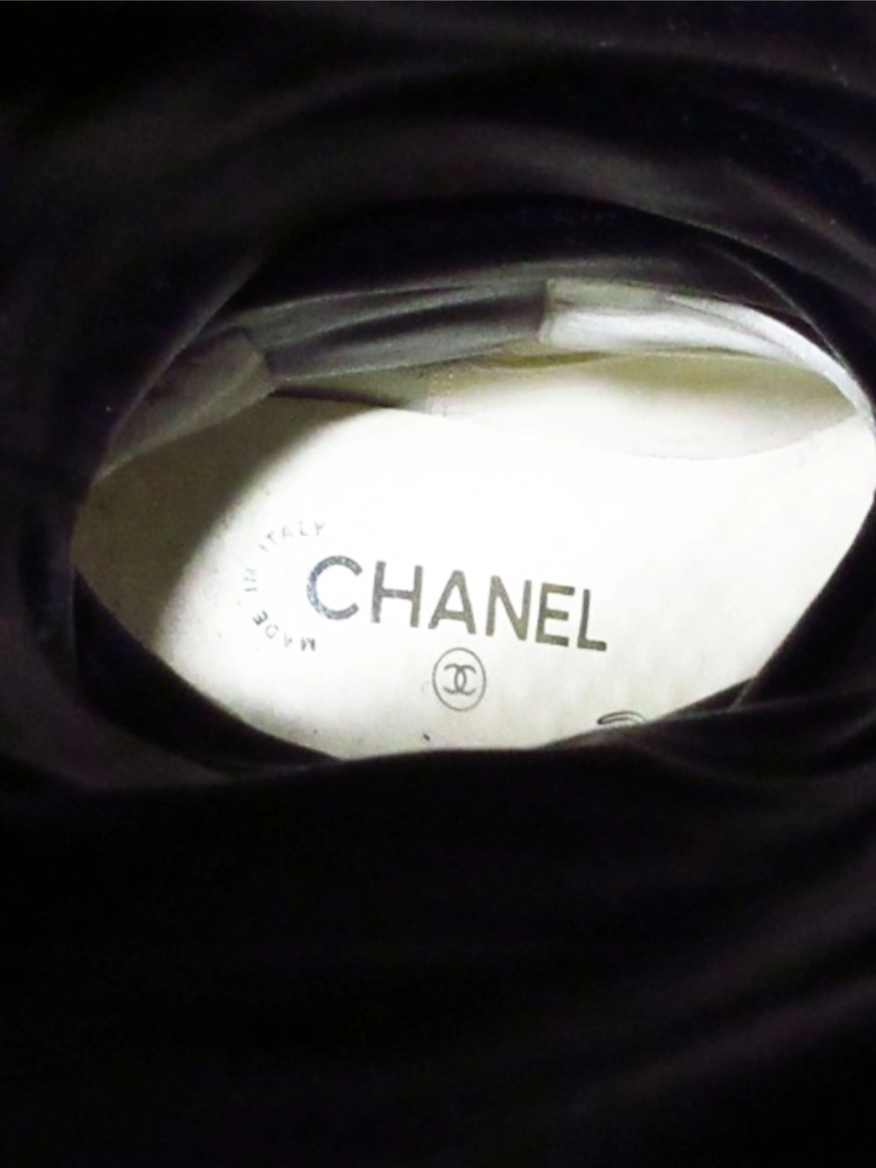 Chanel 2010s Black Leather Fold-over Wedged Long Boots - Image 4