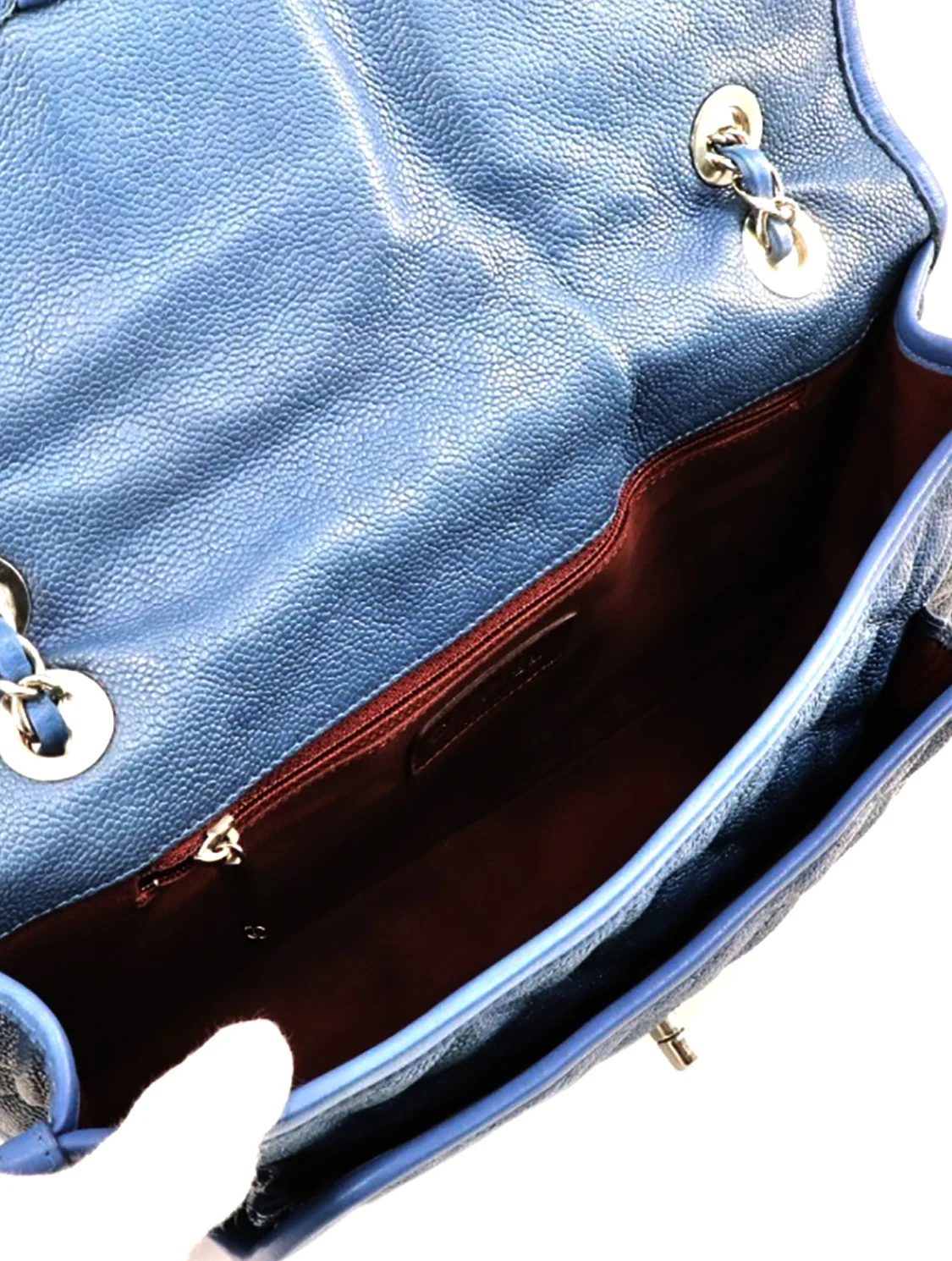 Chanel 2010s Blue Leather Trimmed Rare Handbag - Image 5