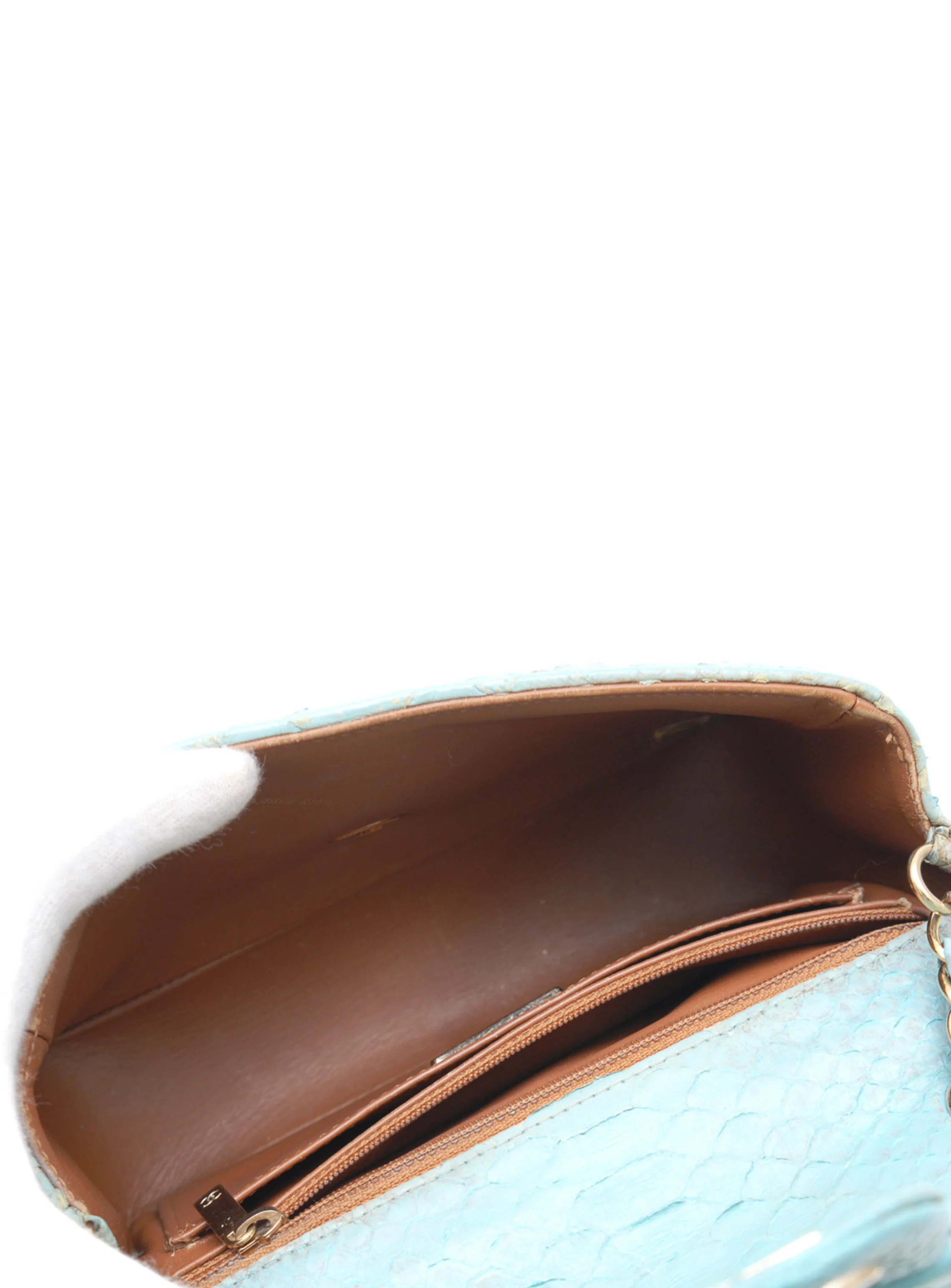 Chanel 2000s Blue Python Mini Flap Bag - Image 3