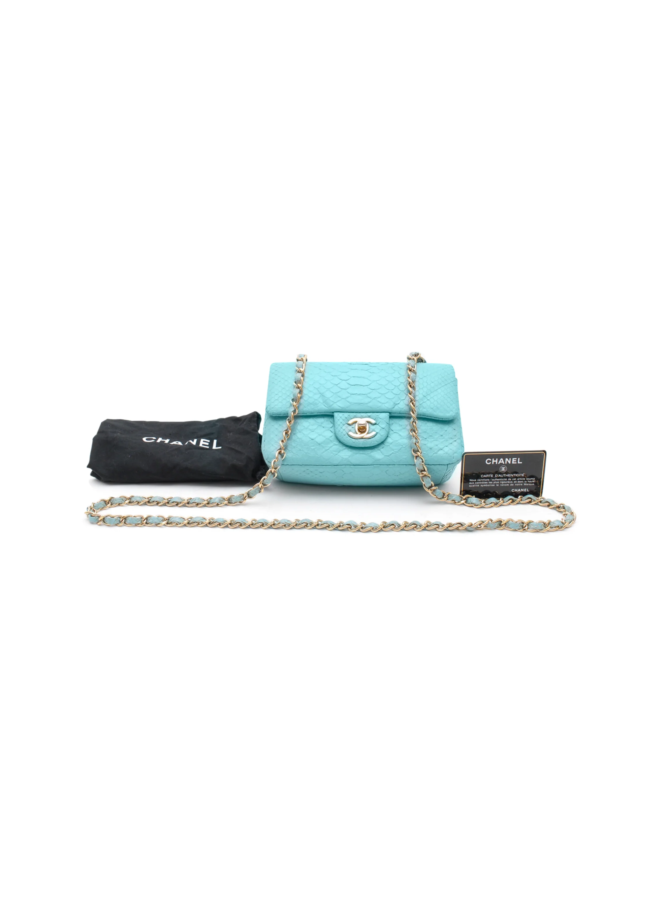 Chanel 2000s Blue Python Mini Flap Bag - Image 5