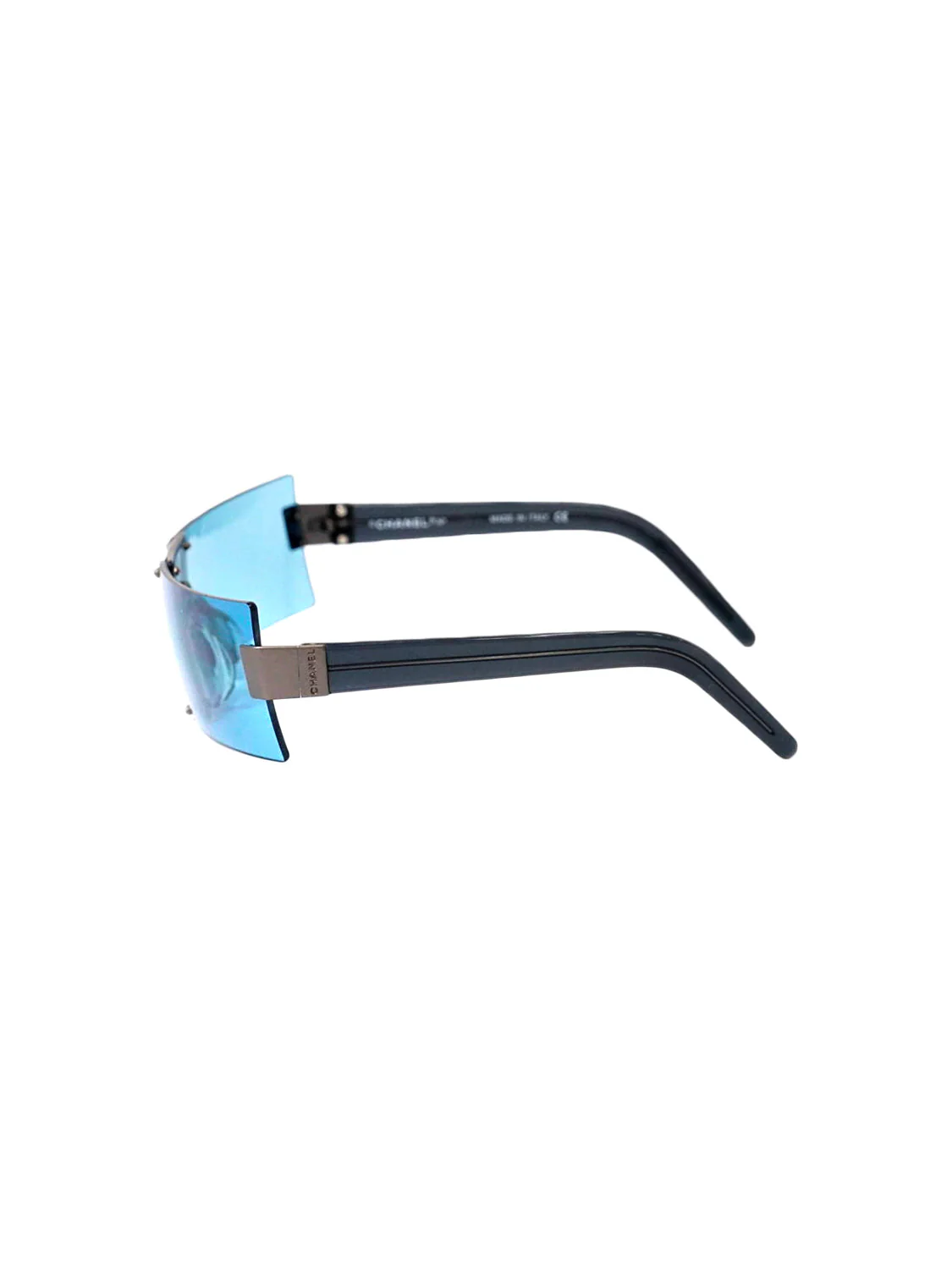 Chanel 2000s Blue Rectangular Visor Sunglasses - Image 2