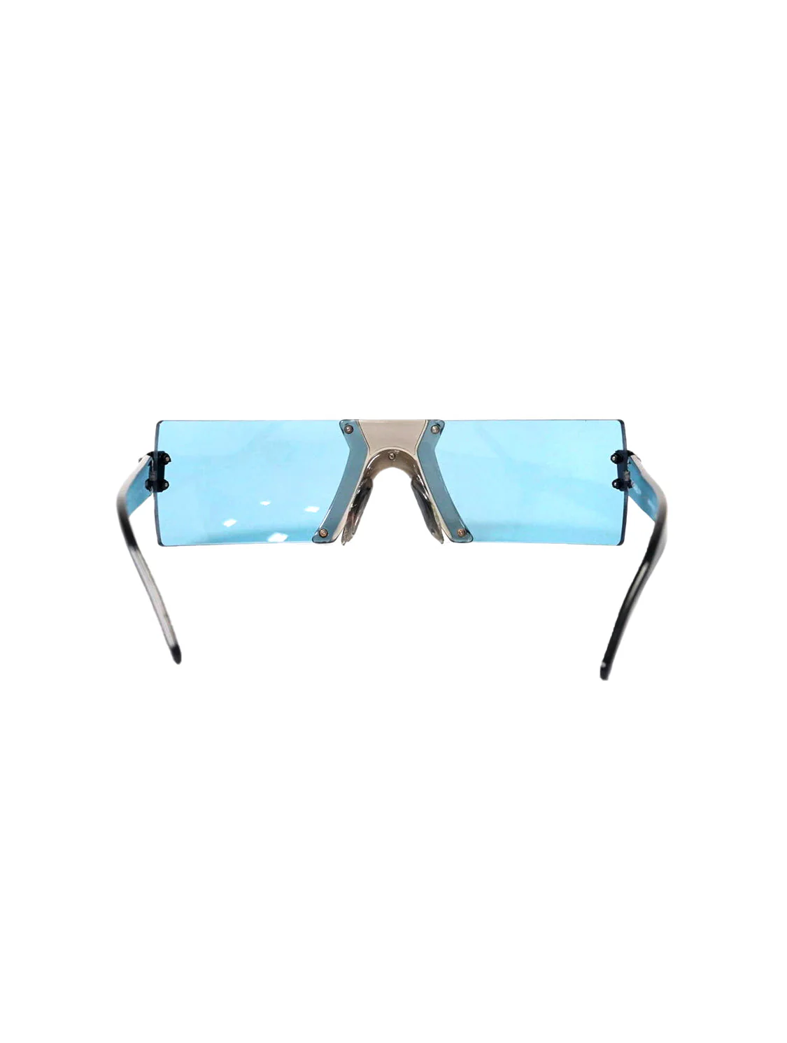 Chanel 2000s Blue Rectangular Visor Sunglasses - Image 3