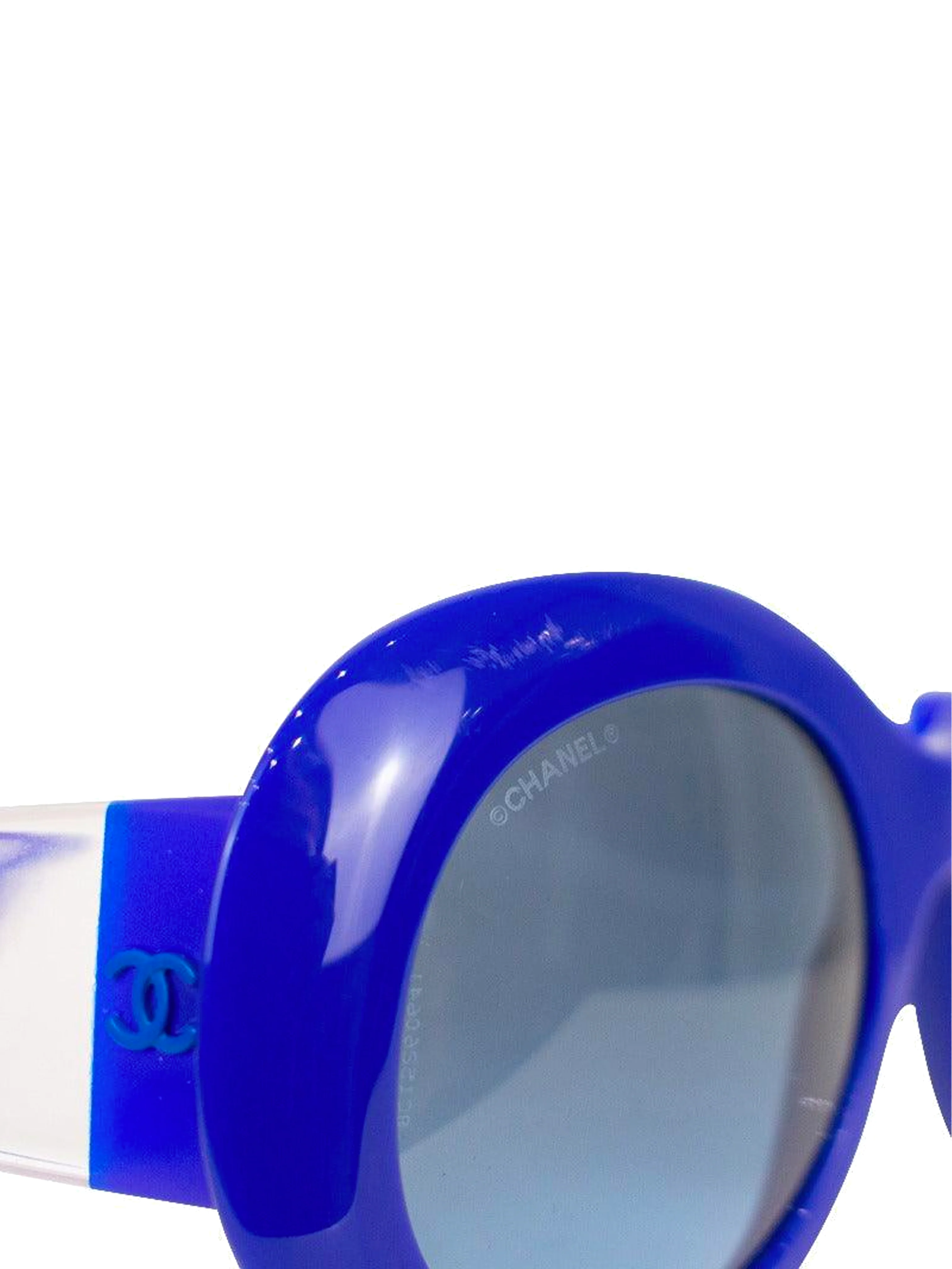 Chanel 2013 Blue Round Acetate Sunglasses - Image 3
