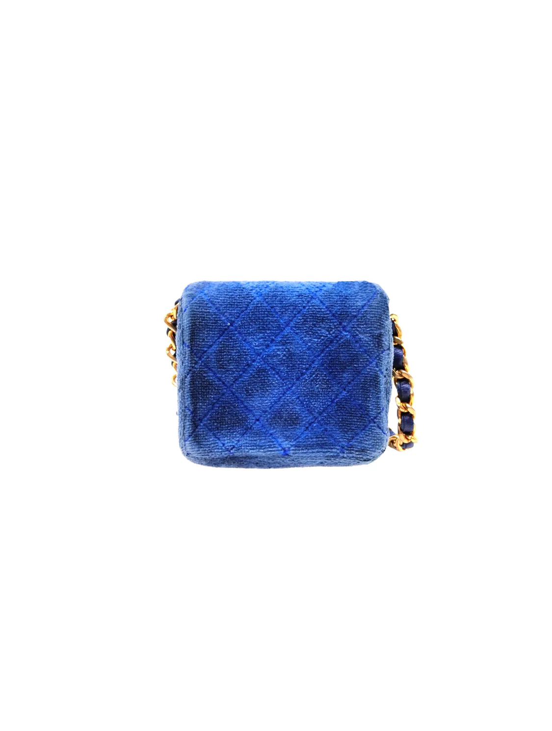 Chanel 2000s Blue Terrycloth Mini Square Flap - Image 2