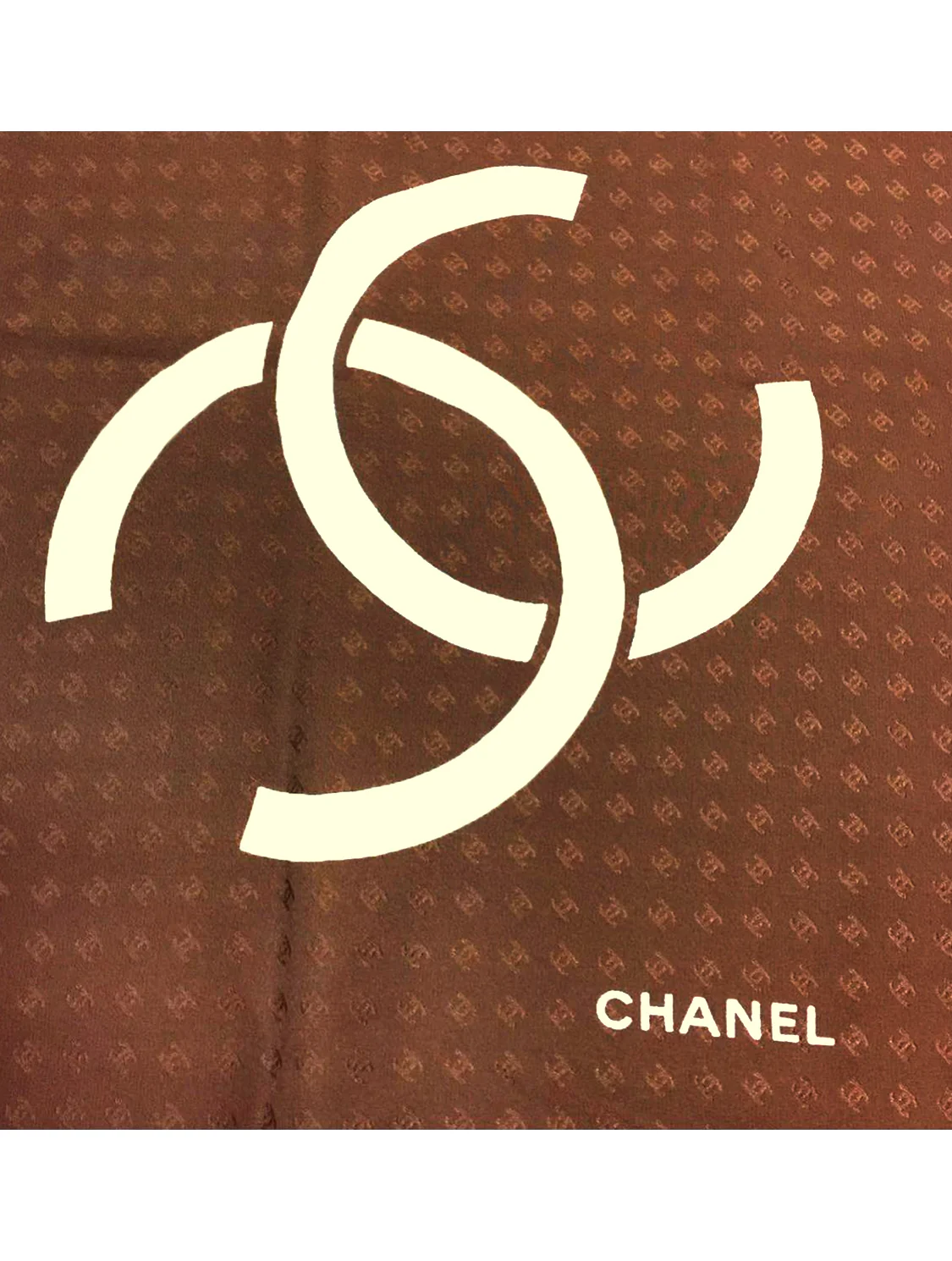Chanel 2000s Silk Brown CC Scarf - Image 2