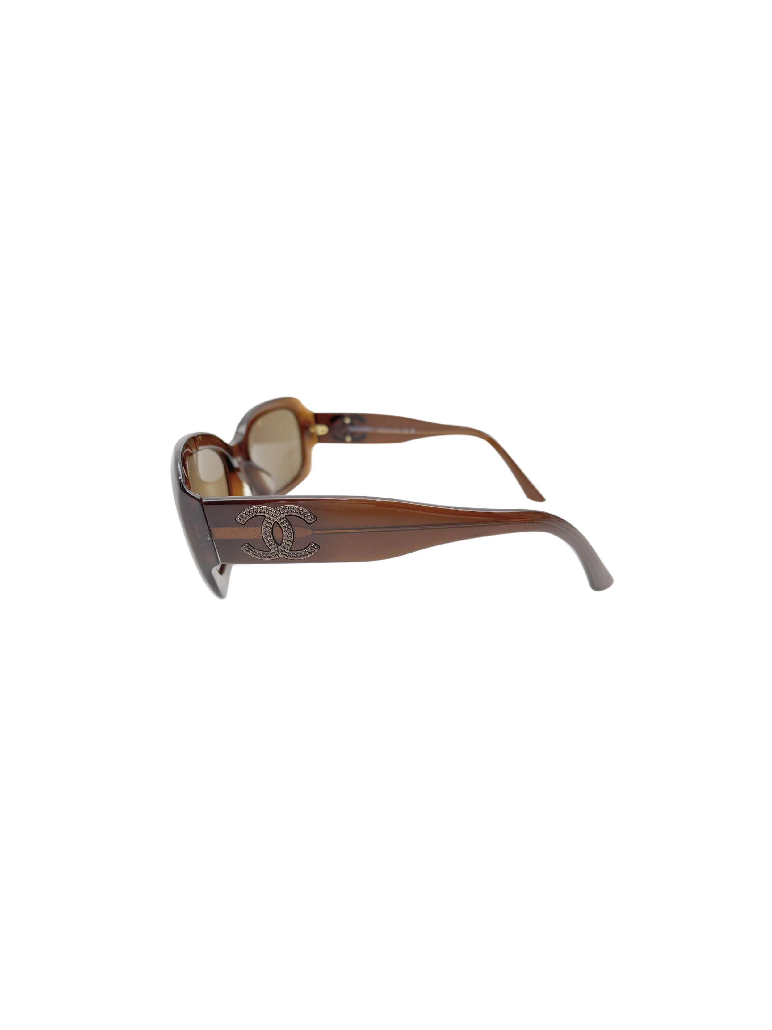 Chanel 2000s Brown Mix Resin Sunglasses - Image 3