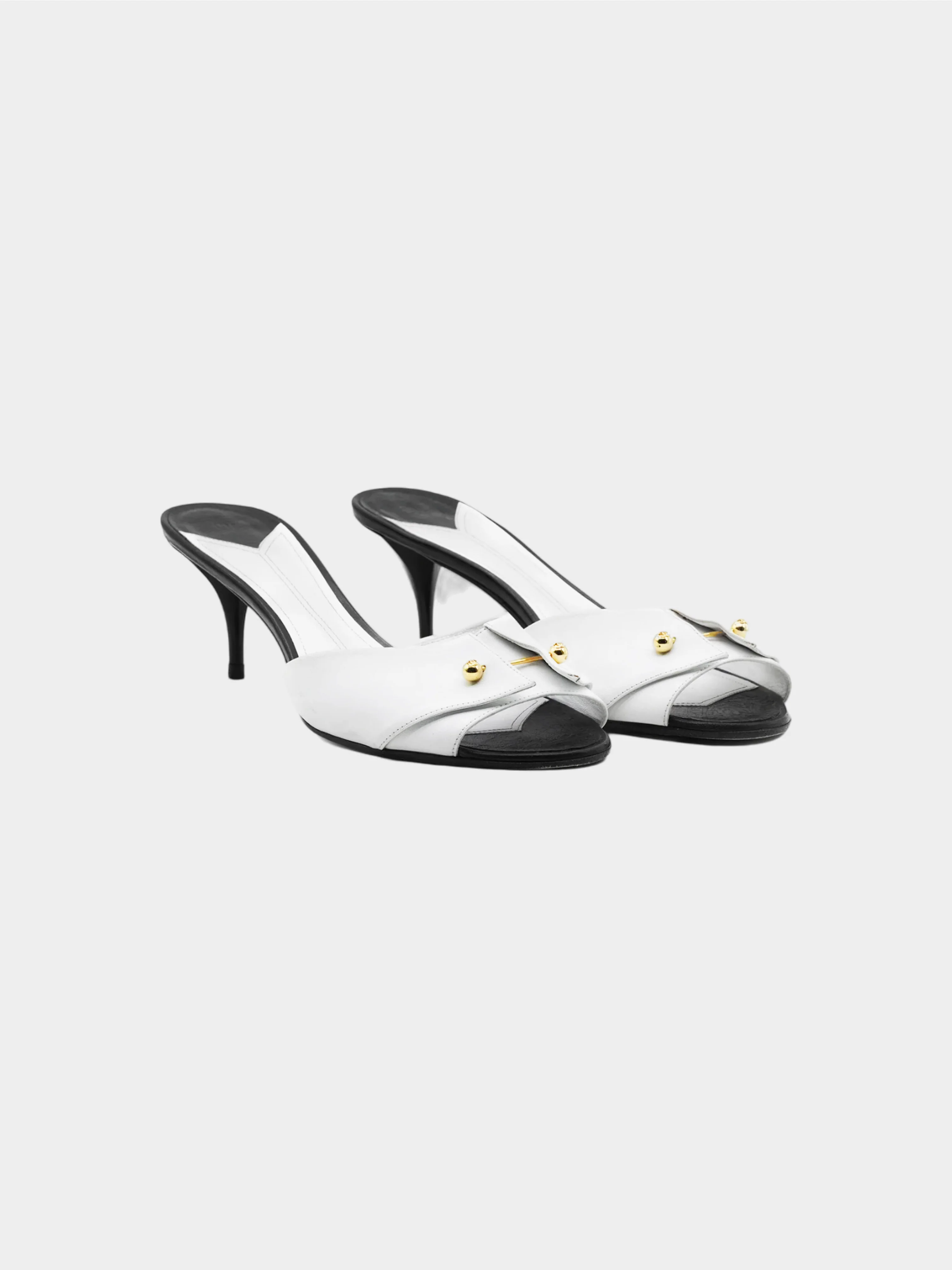 Chanel by Karl Lagerfeld 2000 Black and White Two-tone Leather Sandals - Image 2