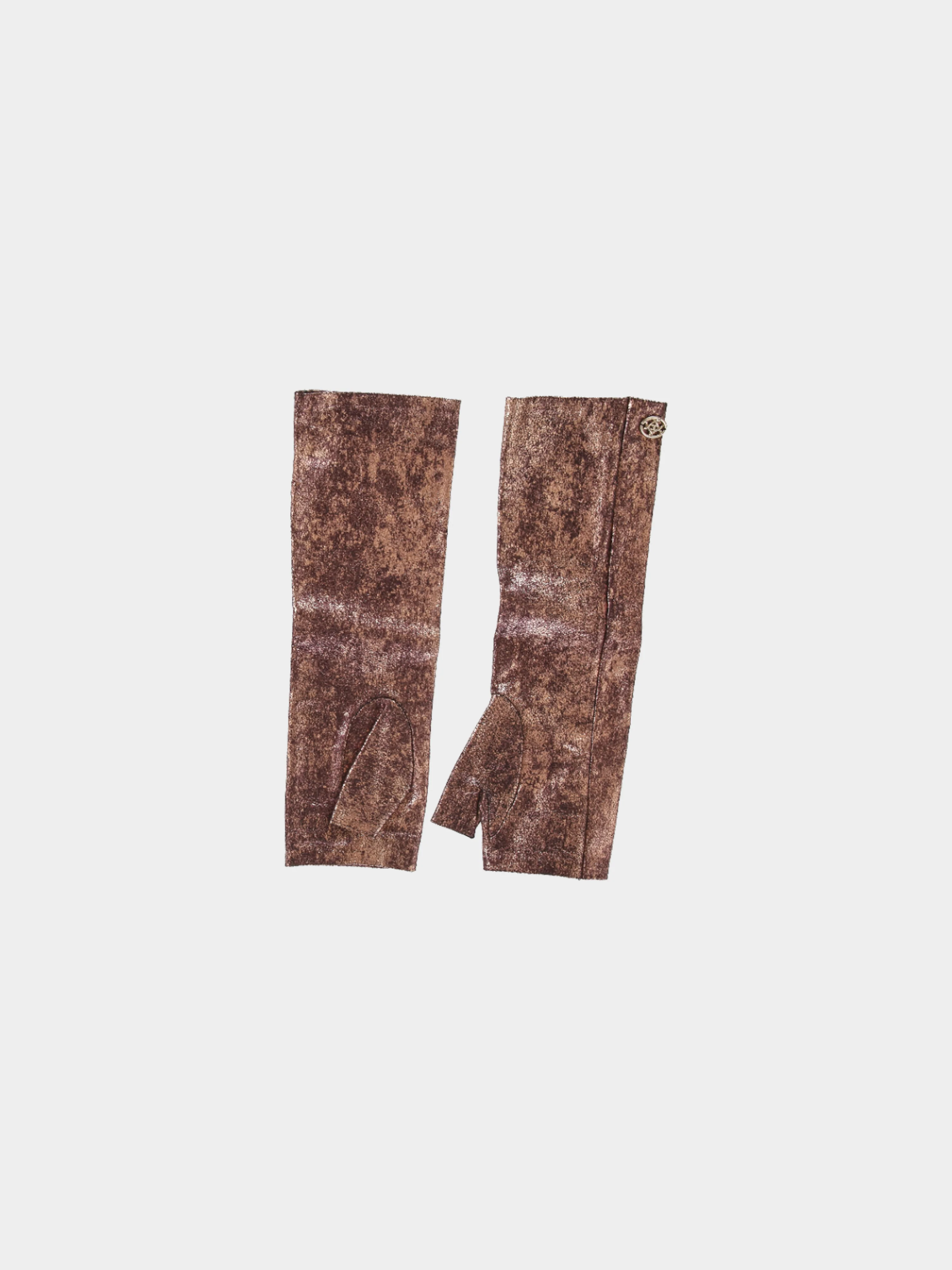 Chanel by Karl Lagerfeld 2000s Speckled Bronze Leather Arm Warmers - Image 2