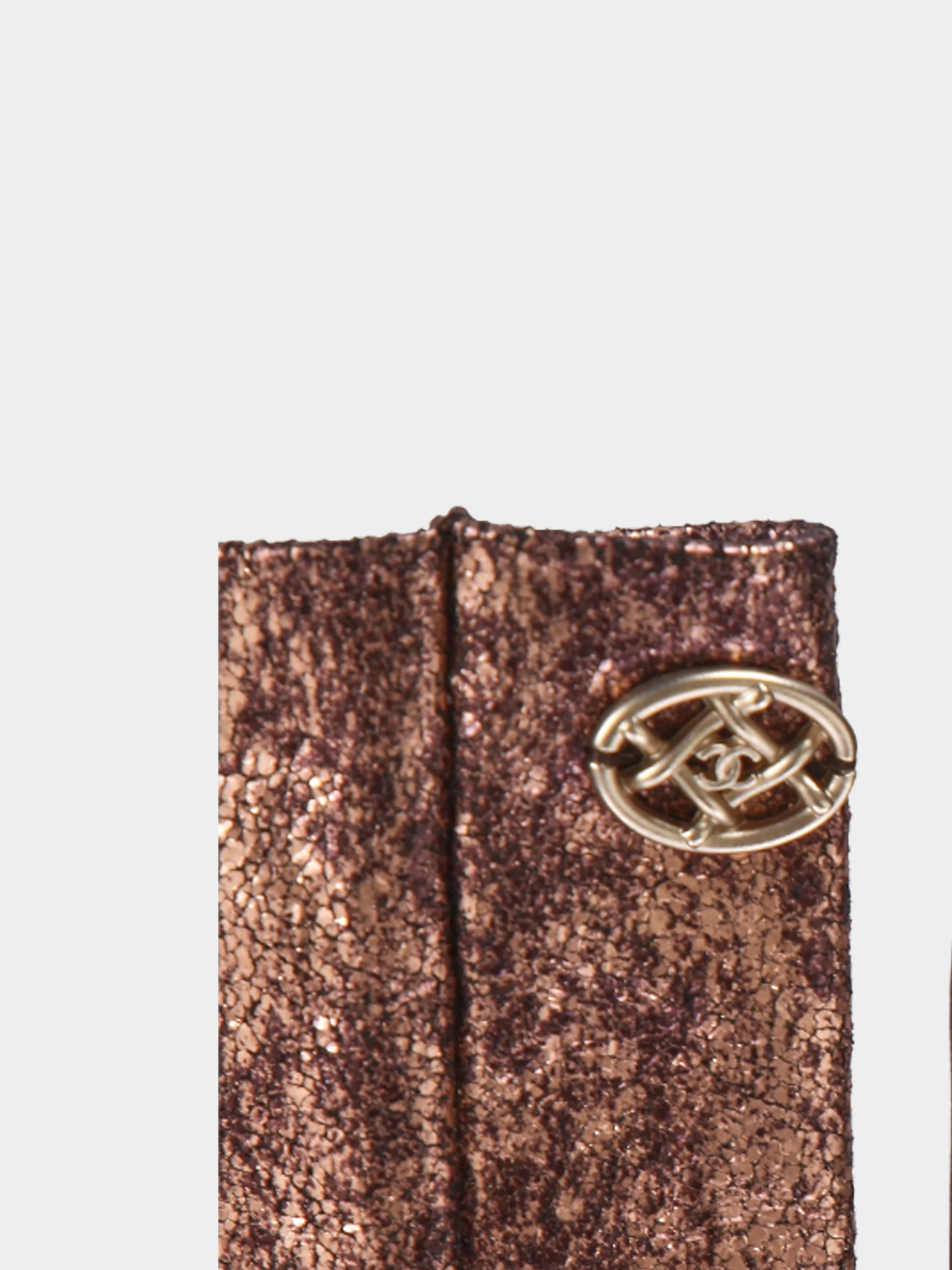 Chanel by Karl Lagerfeld 2000s Speckled Bronze Leather Arm Warmers - Image 3