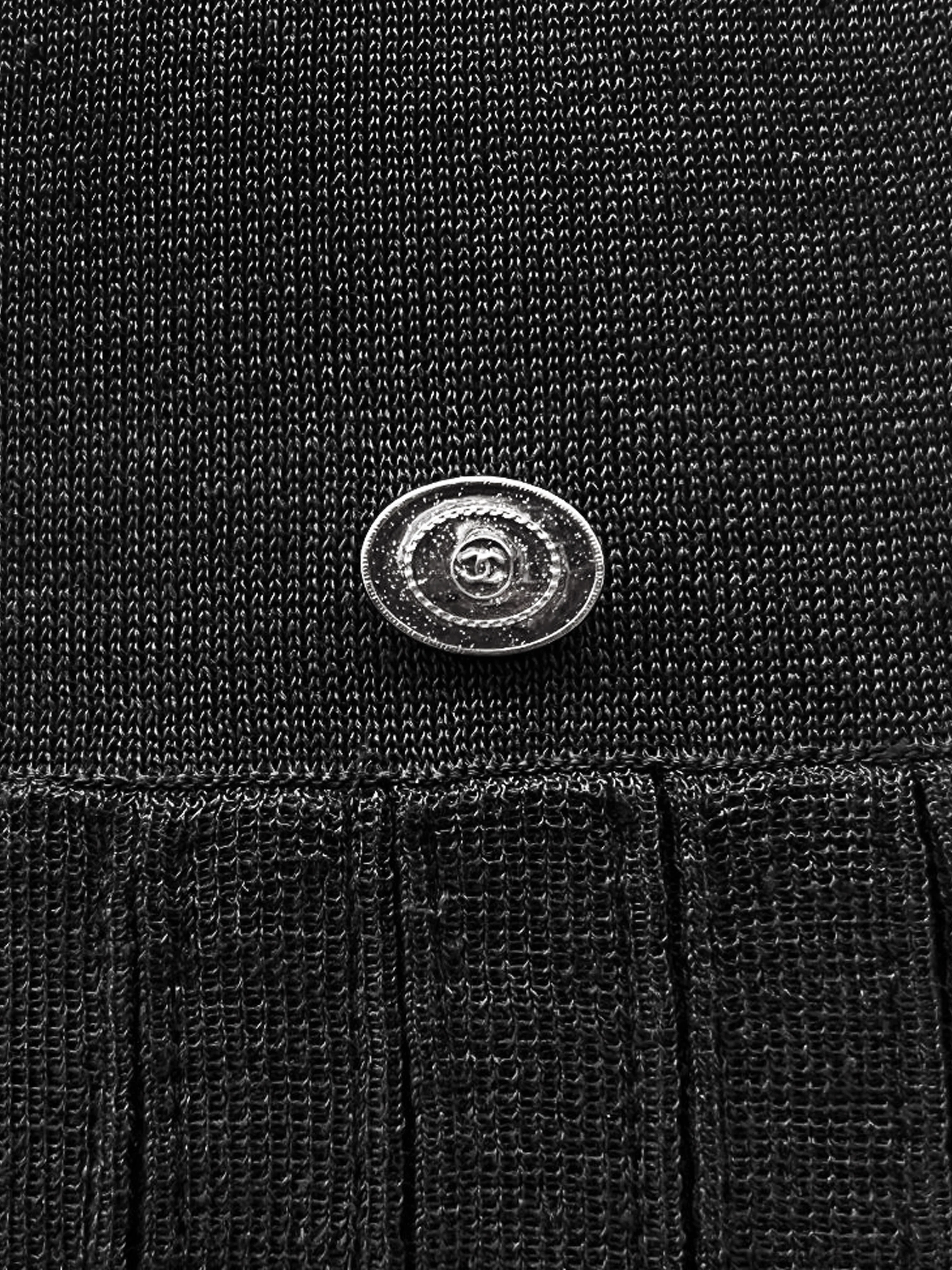 Chanel by Karl Lagerfeld 2010s Black Linen Knit Dress - Image 4