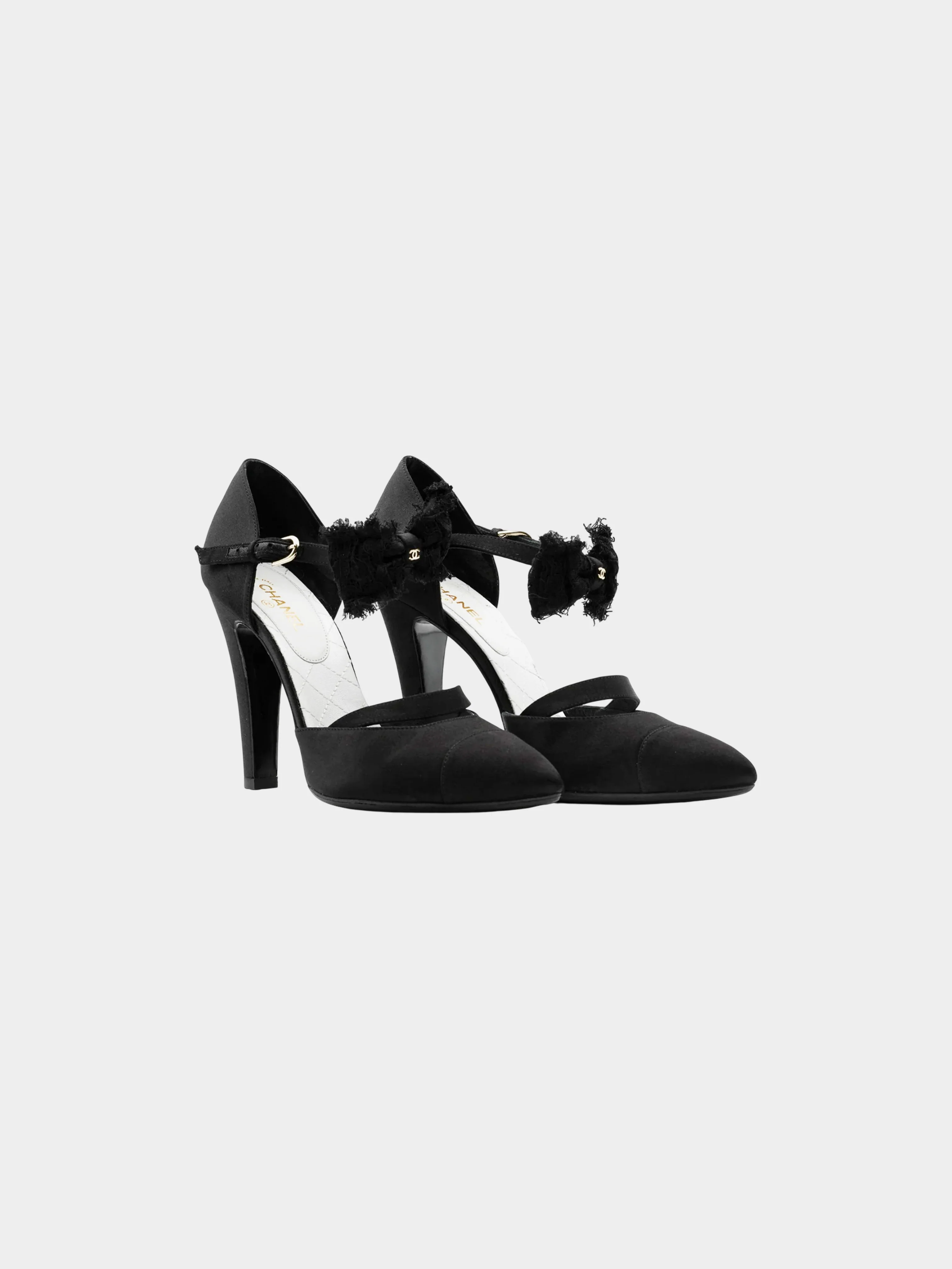 Chanel by Karl Lagerfeld 2020 Black Satin Bow Pumps - Image 2