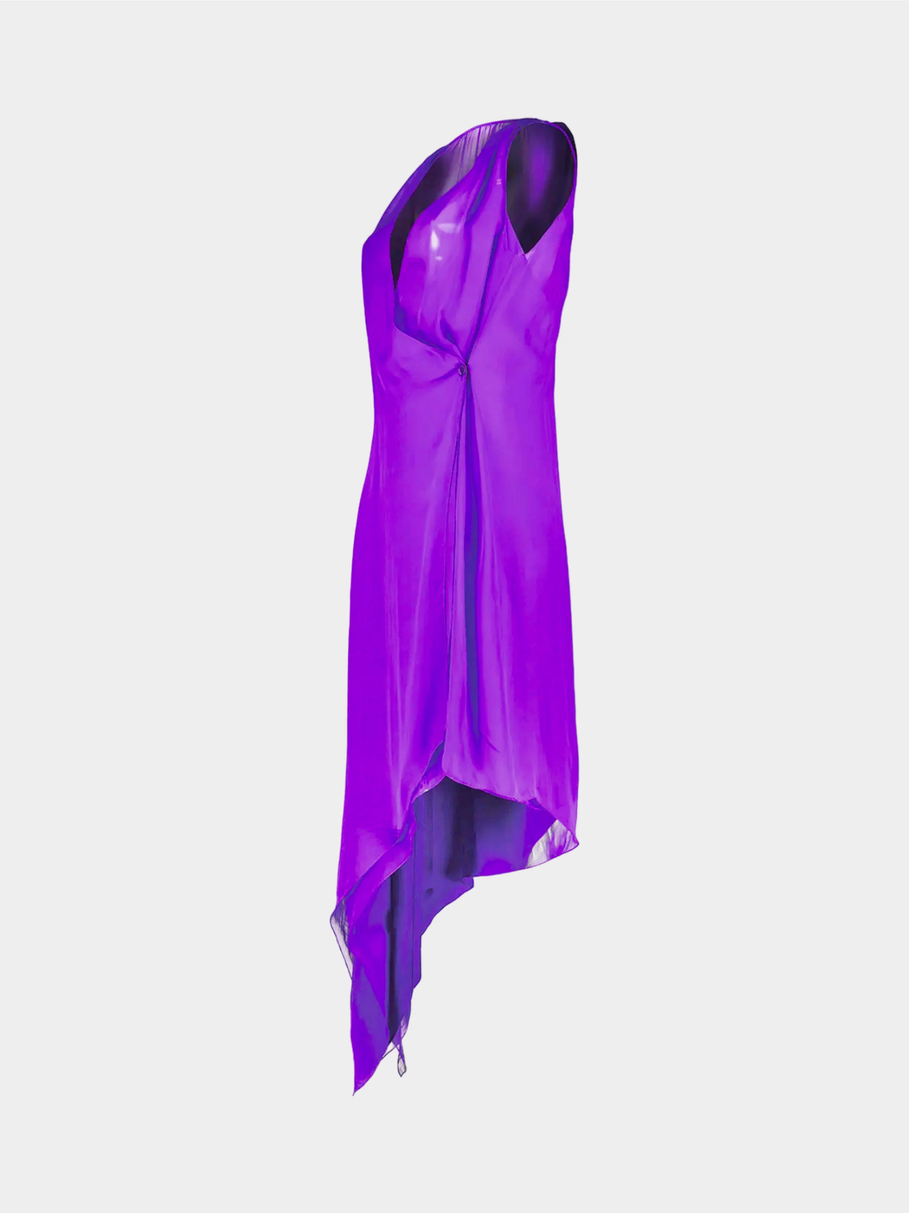 Chanel by Karl Lagerfeld Cruise 2003 Purple Asymmetrical Chiffon Wrap Dress - Image 3