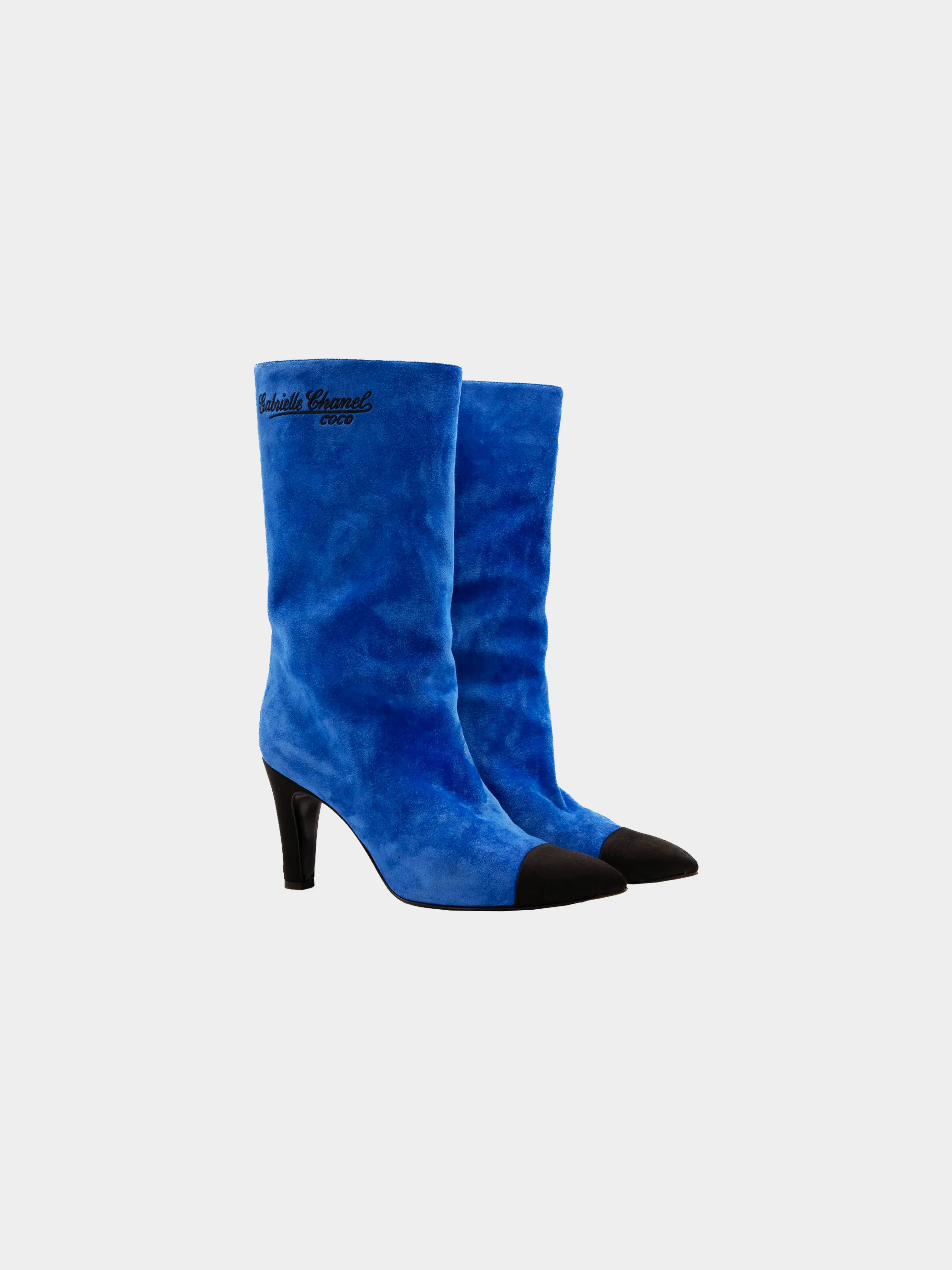 Chanel by Karl Lagerfeld FW 2008 Cobalt Blue Suede Mid-calf Boots - Image 2